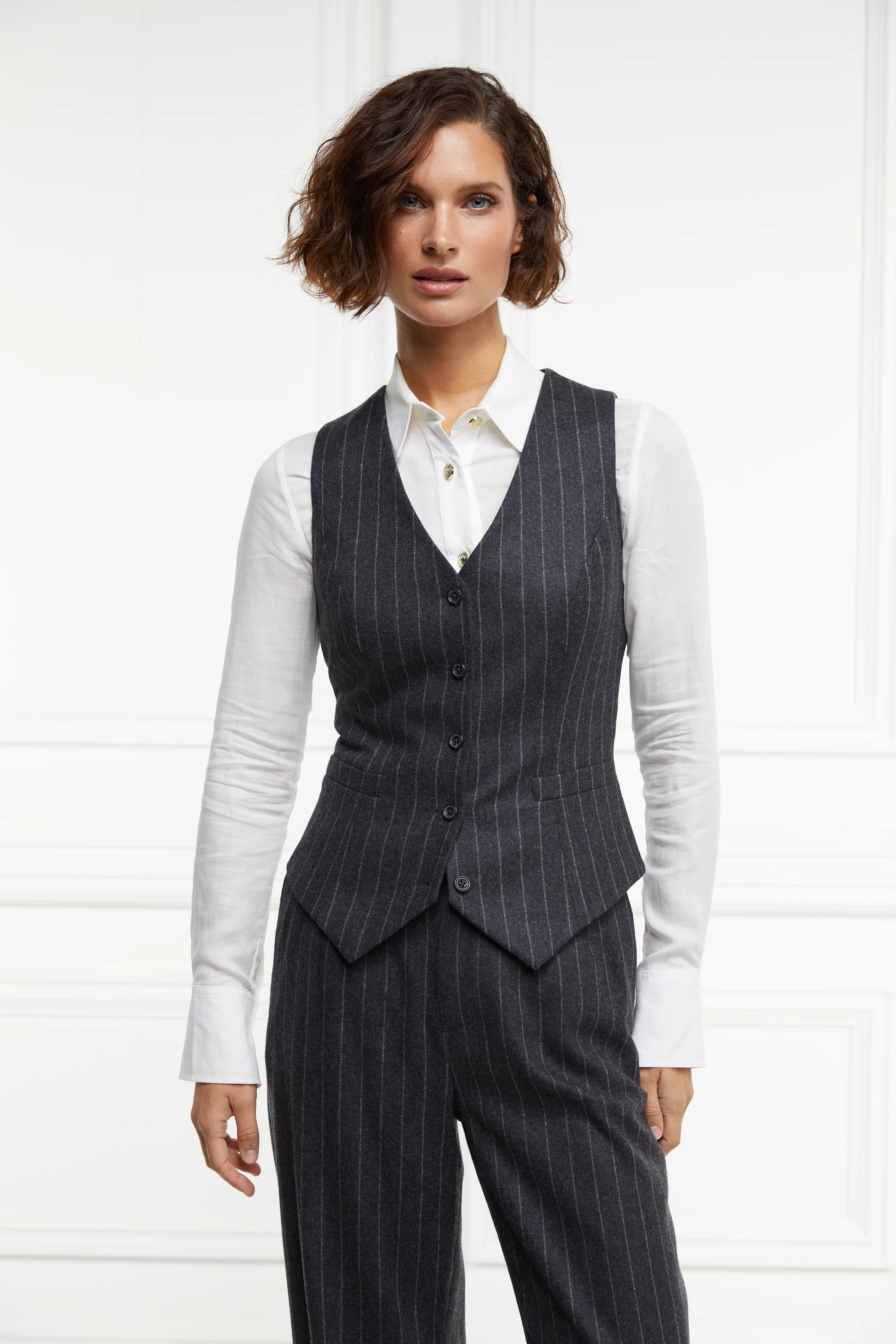 Hampton Waistcoat (Charcoal Pinstripe) - Image 8