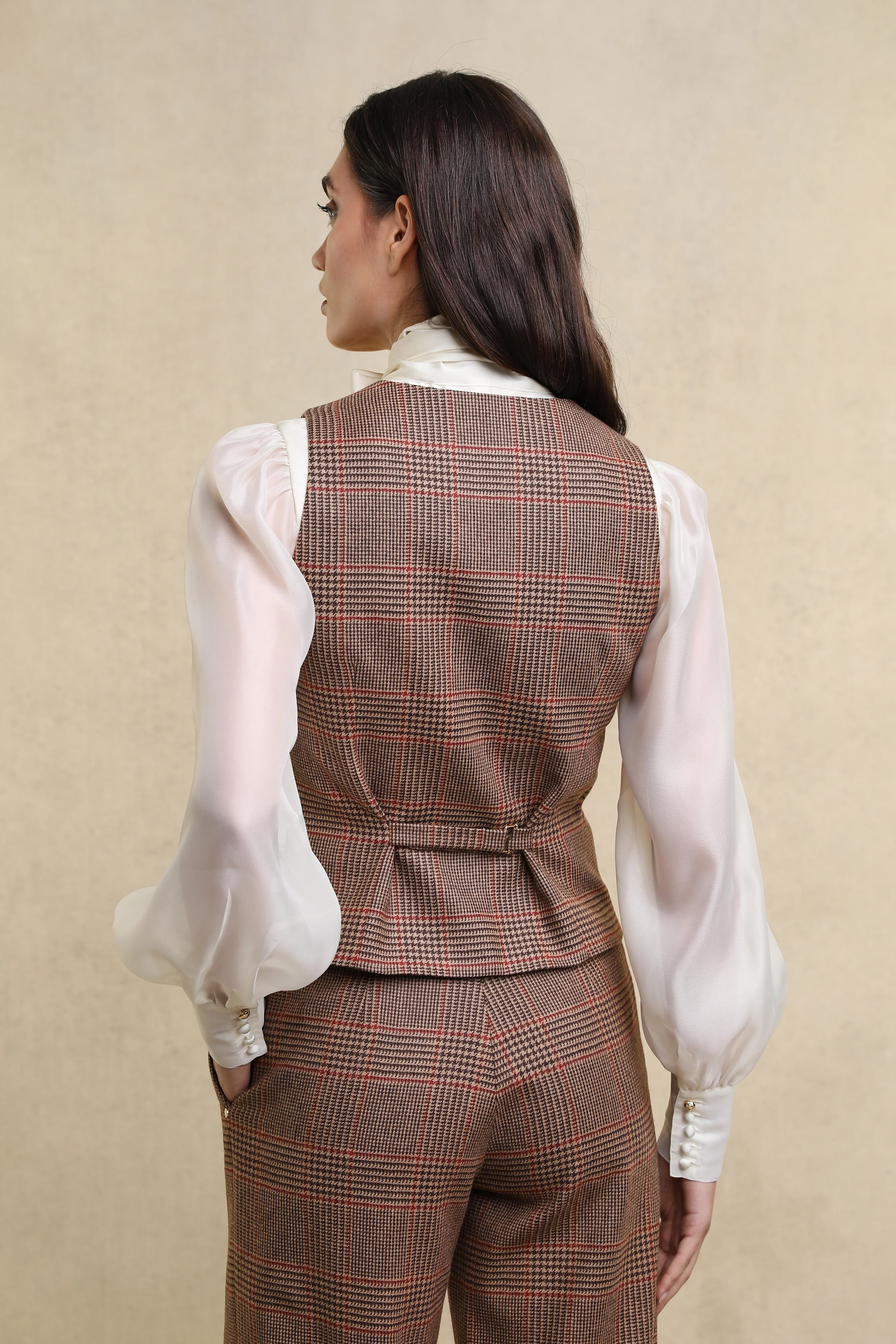 Hampton Waistcoat (Clarence Check Merlot) - Image 3