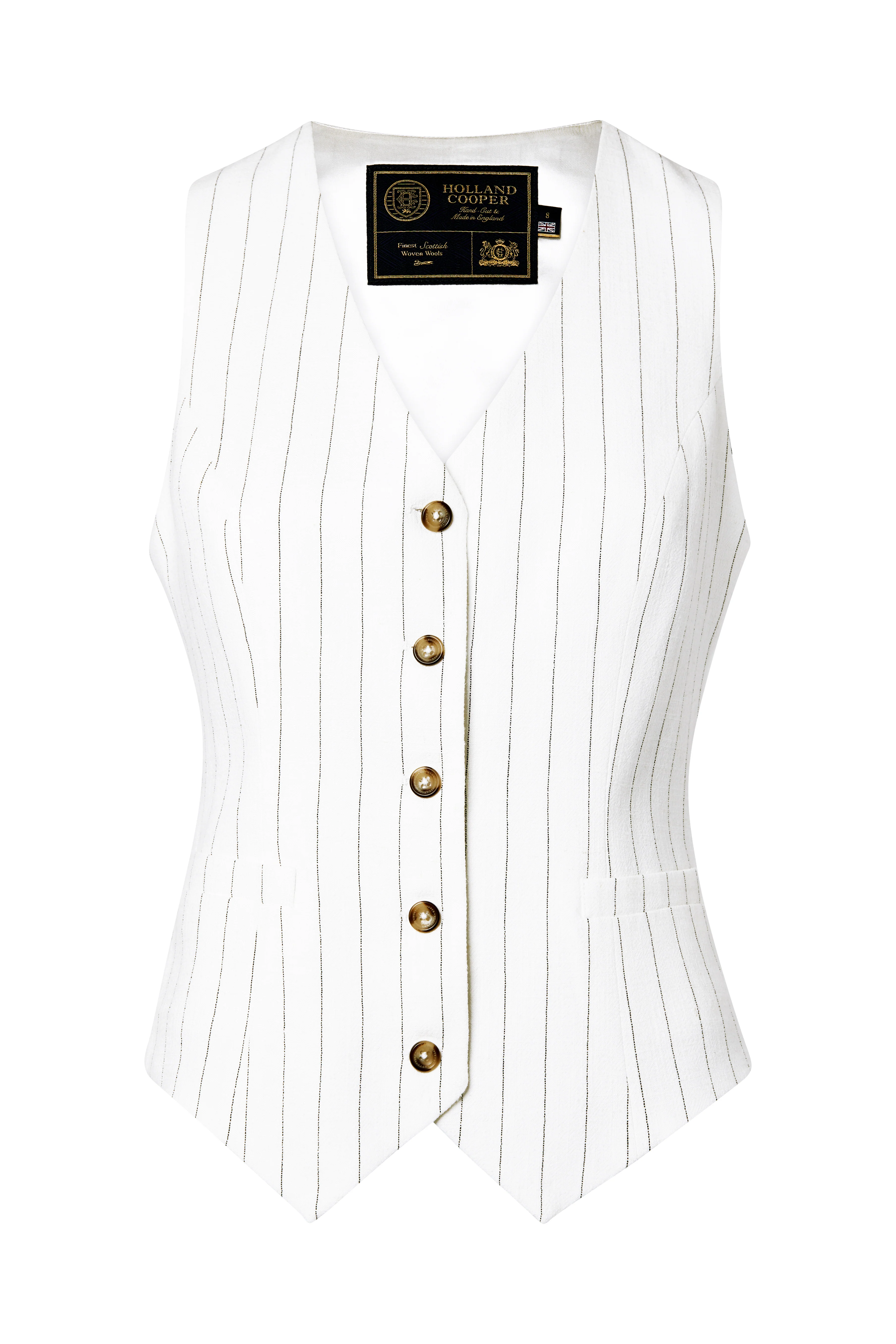 Hampton Waistcoat (Oyster Linen Pinstripe) - Image 4