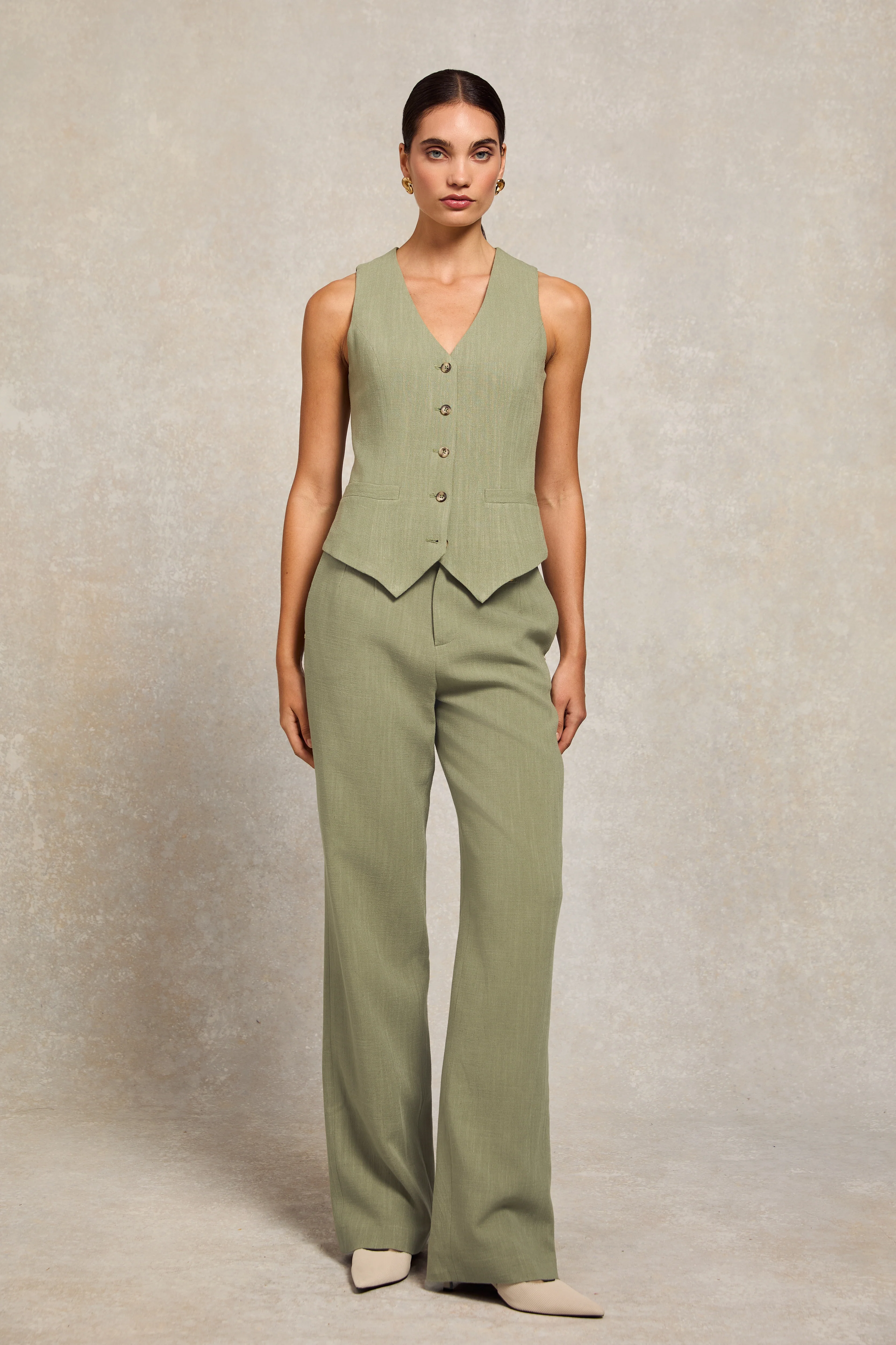 Hampton Waistcoat (Sage Linen) - Image 2