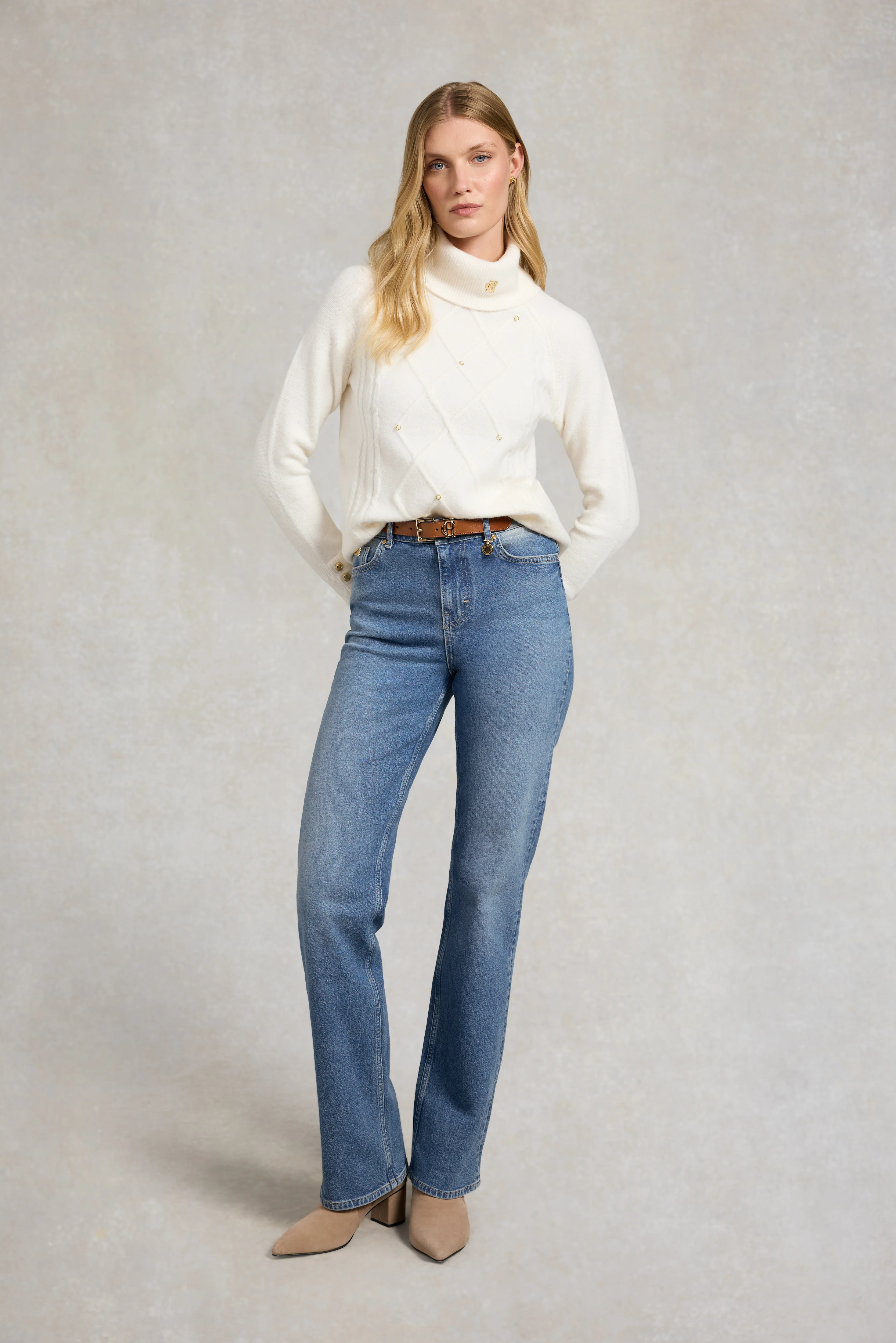 Harlow Roll Neck Knit (Ecru) - Image 4