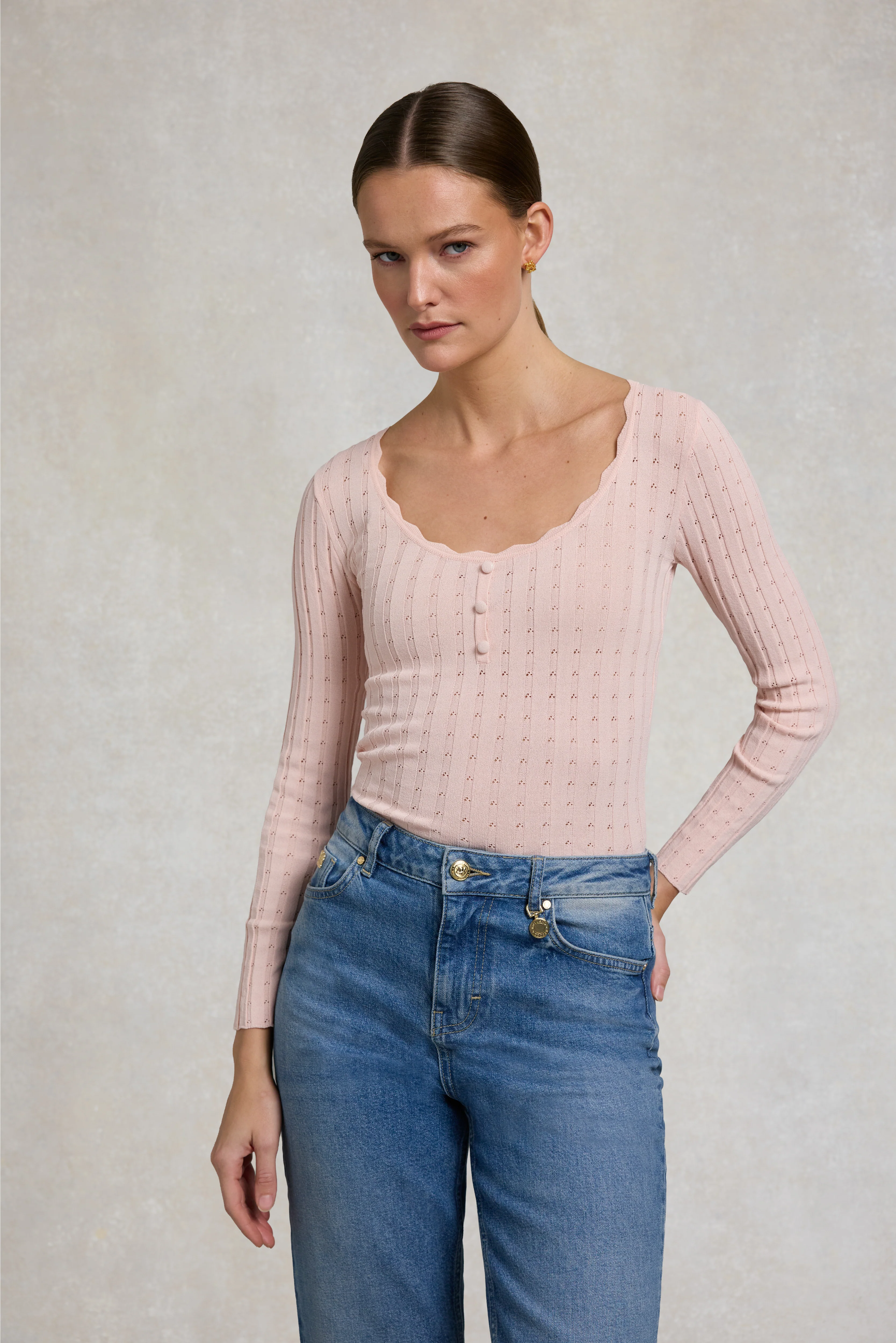 Helen Knitted Longsleeve Top (Pink) - Image 2