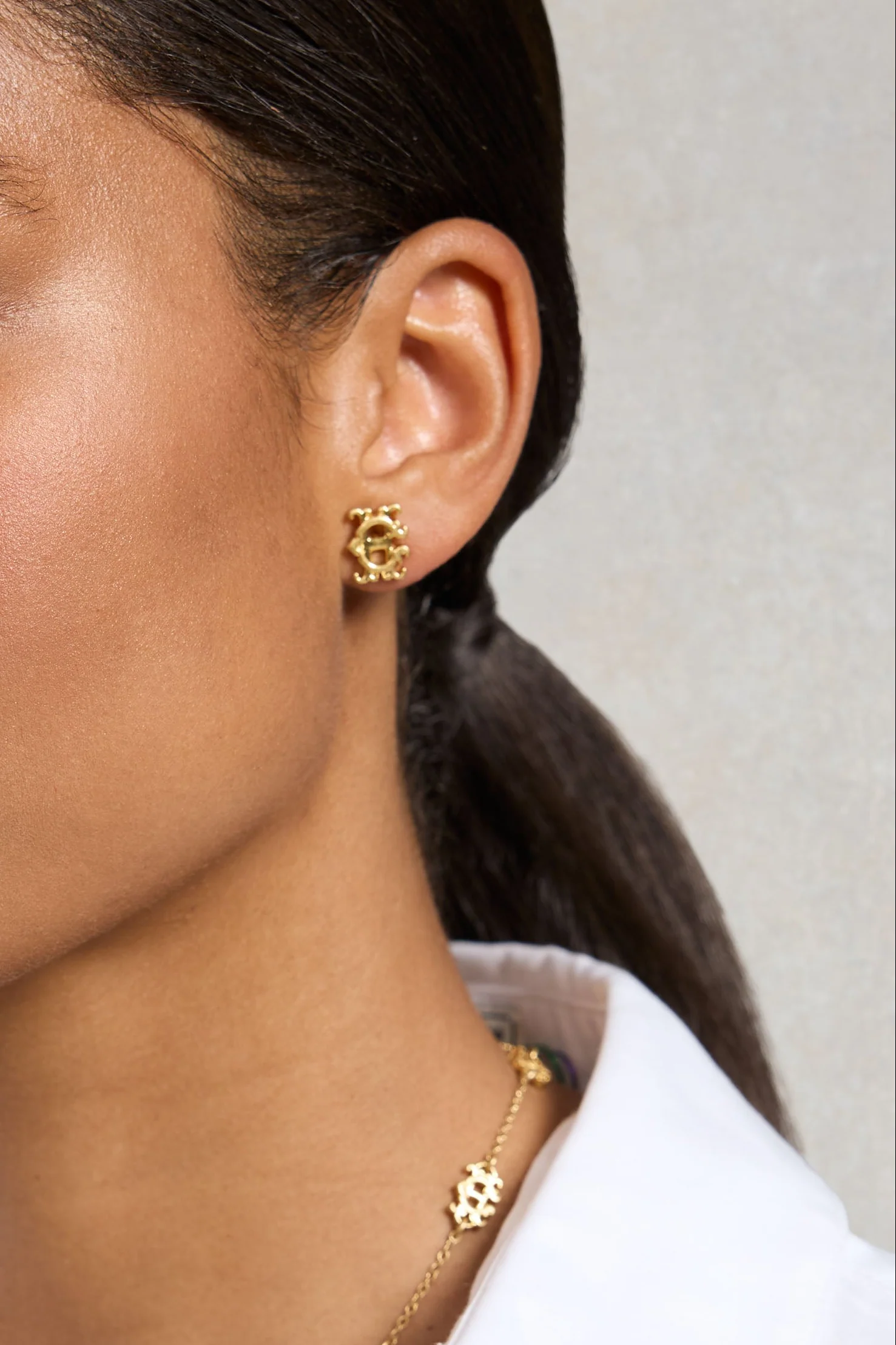 Heraldic Stud Earrings (Vintage Gold) - Image 2