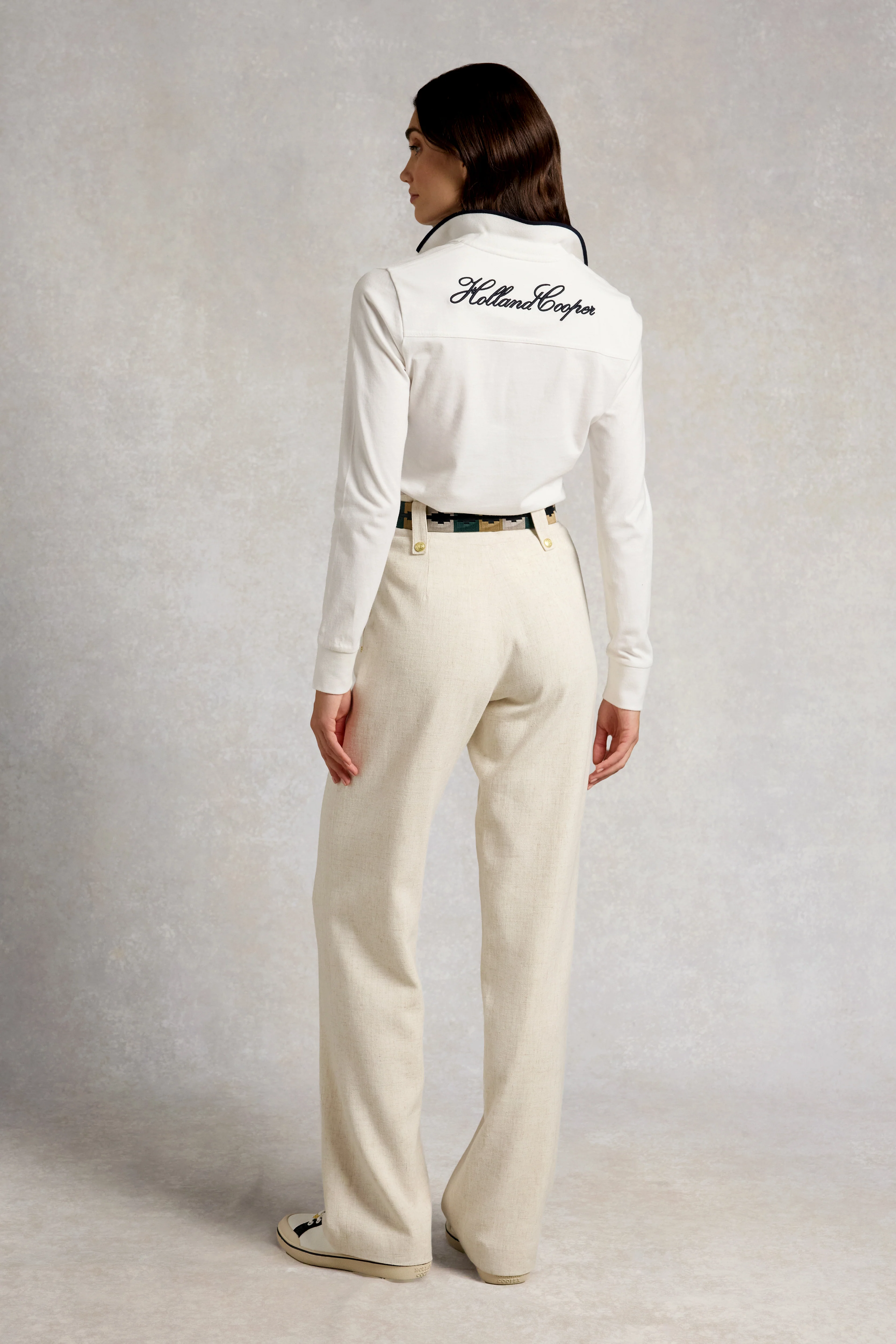 Heritage Long Sleeve Polo Shirt (White) - Image 5