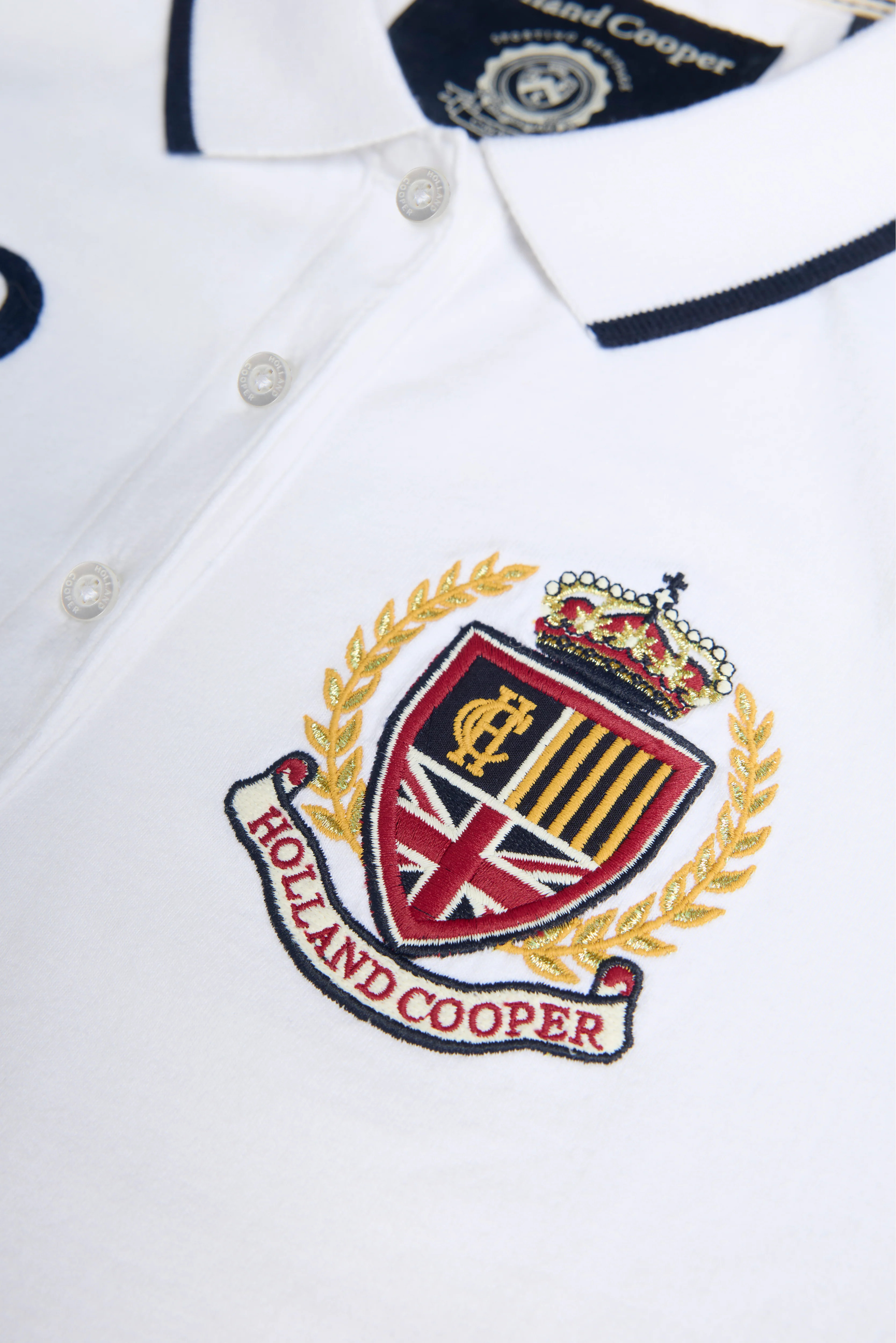 Heritage Long Sleeve Polo Shirt (White) - Image 9