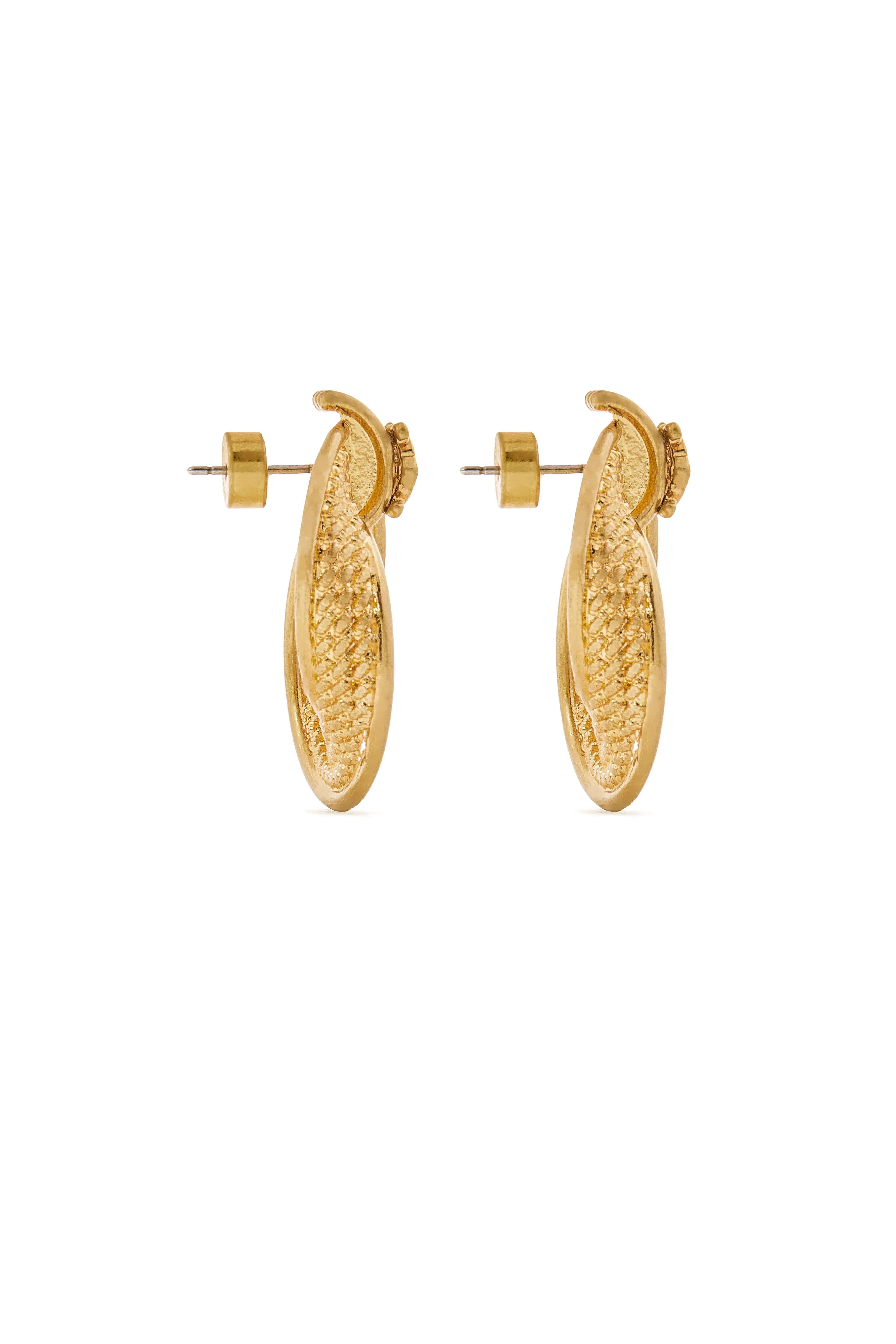 Heritage Textured Hoop Earrings (Vintage Gold) - Image 2