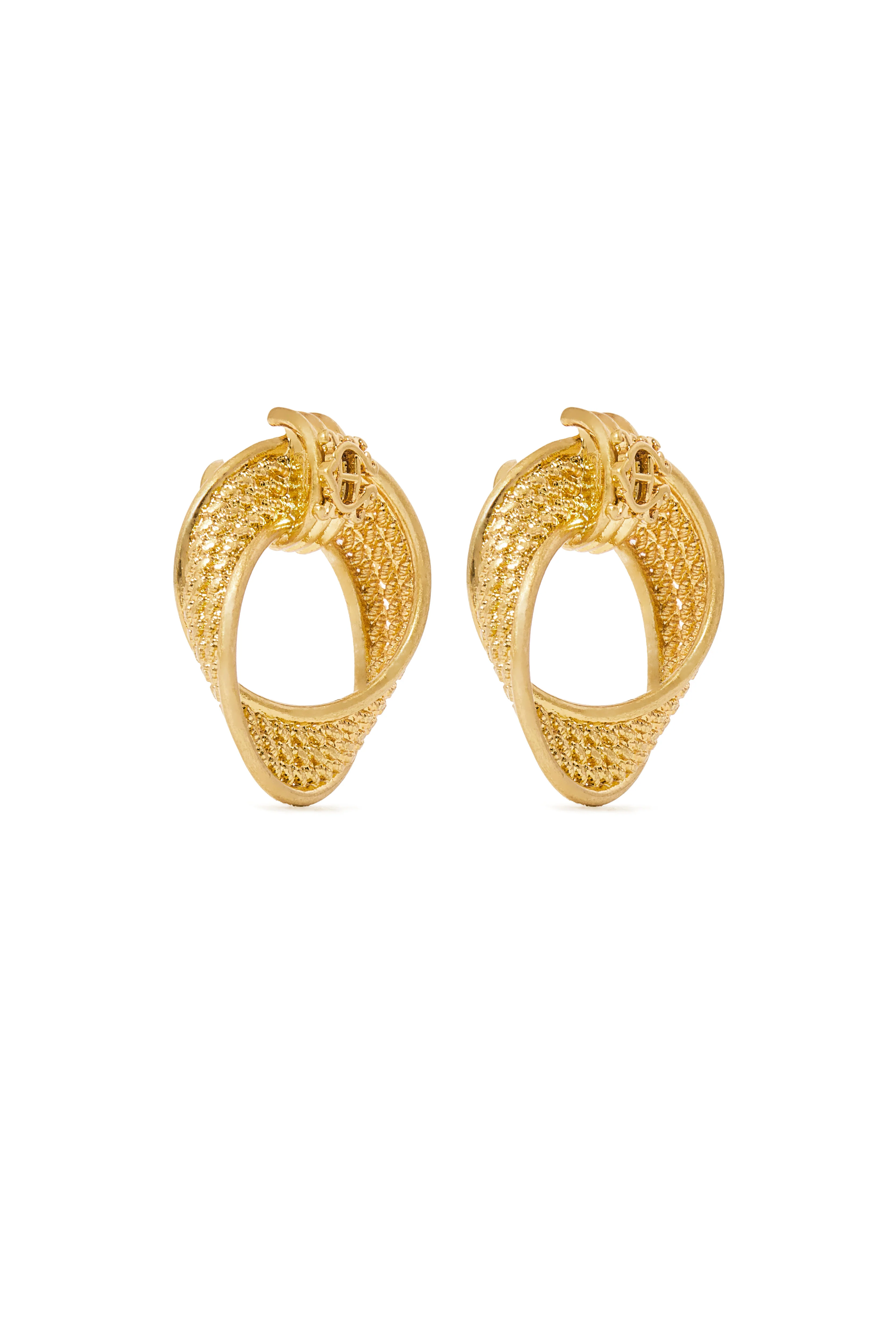 Heritage Textured Hoop Earrings (Vintage Gold) - Image 3