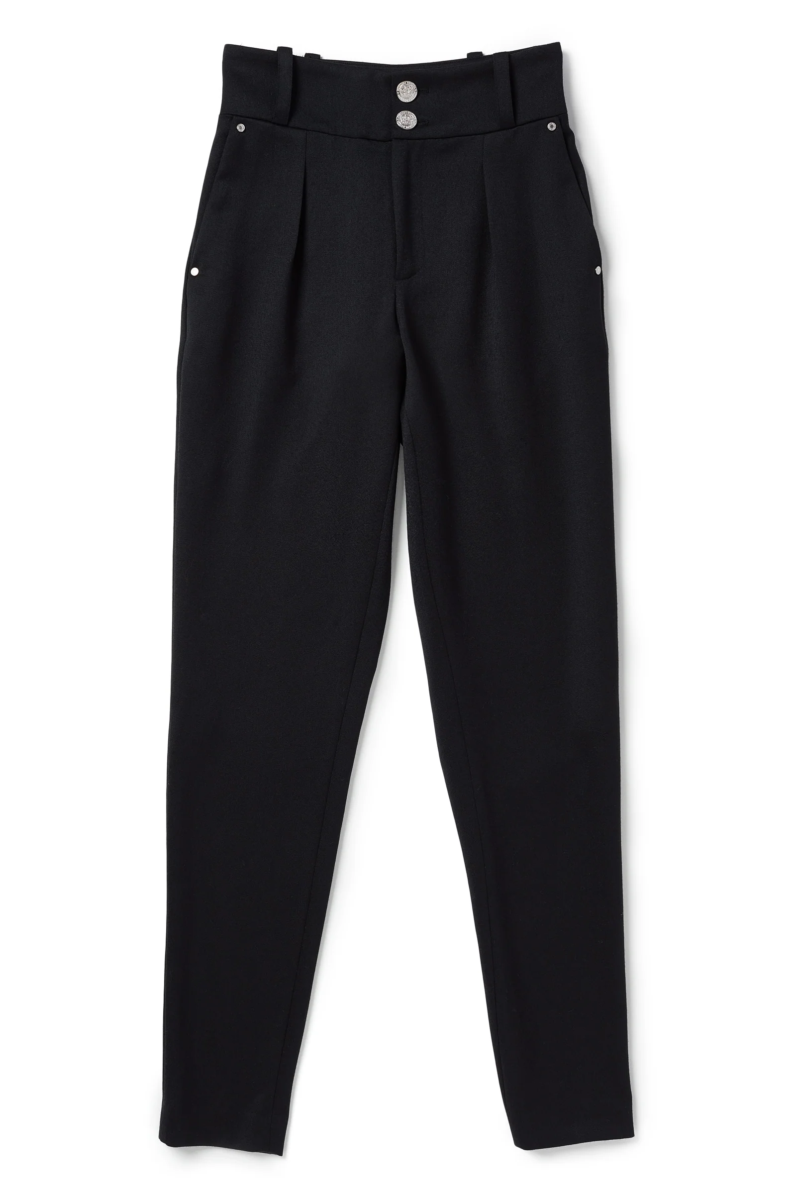 High Waisted Peg Trouser (Black Barathea Silver) - Image 5