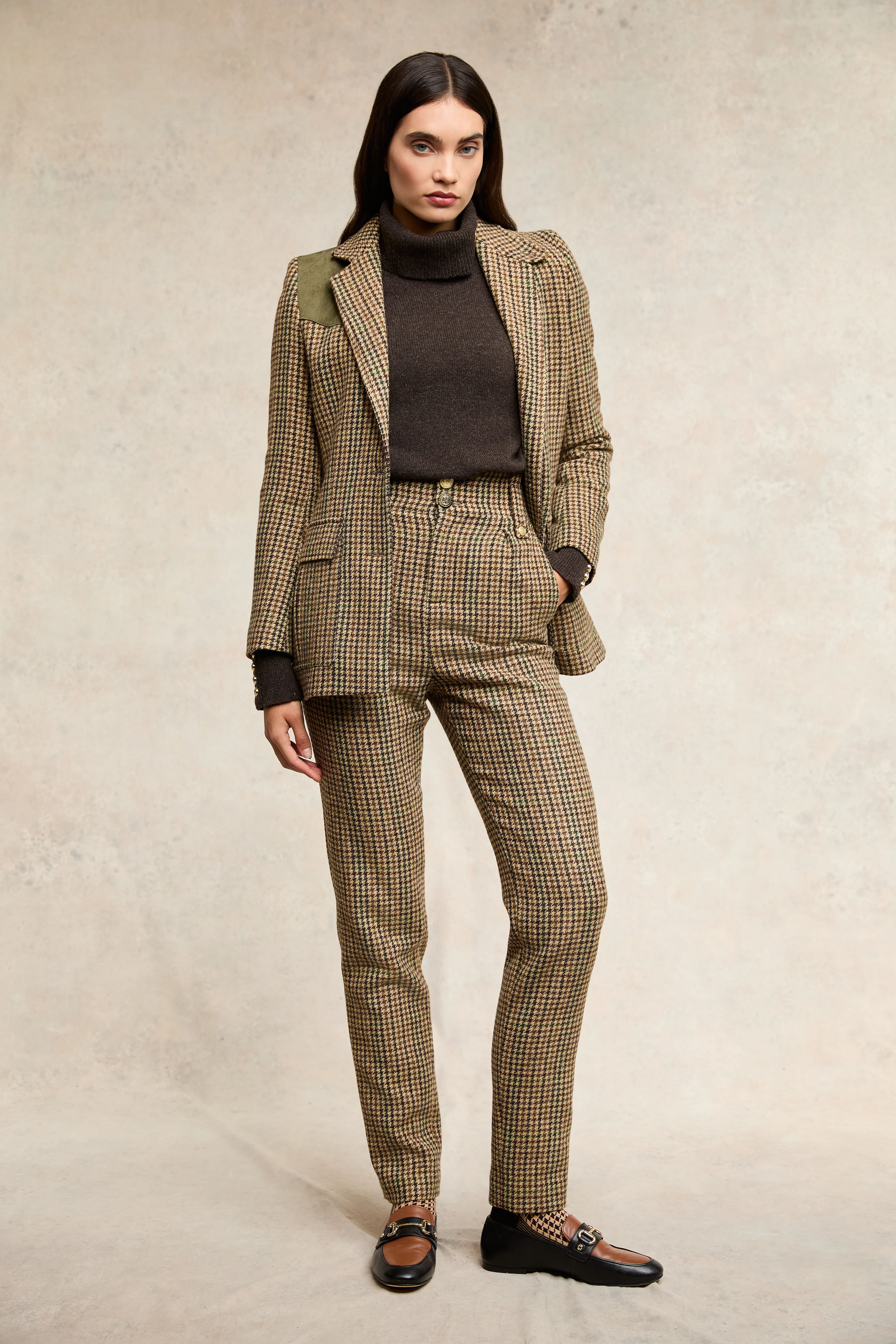 High Waisted Peg Trouser (Hailes Green Tweed) - Image 2