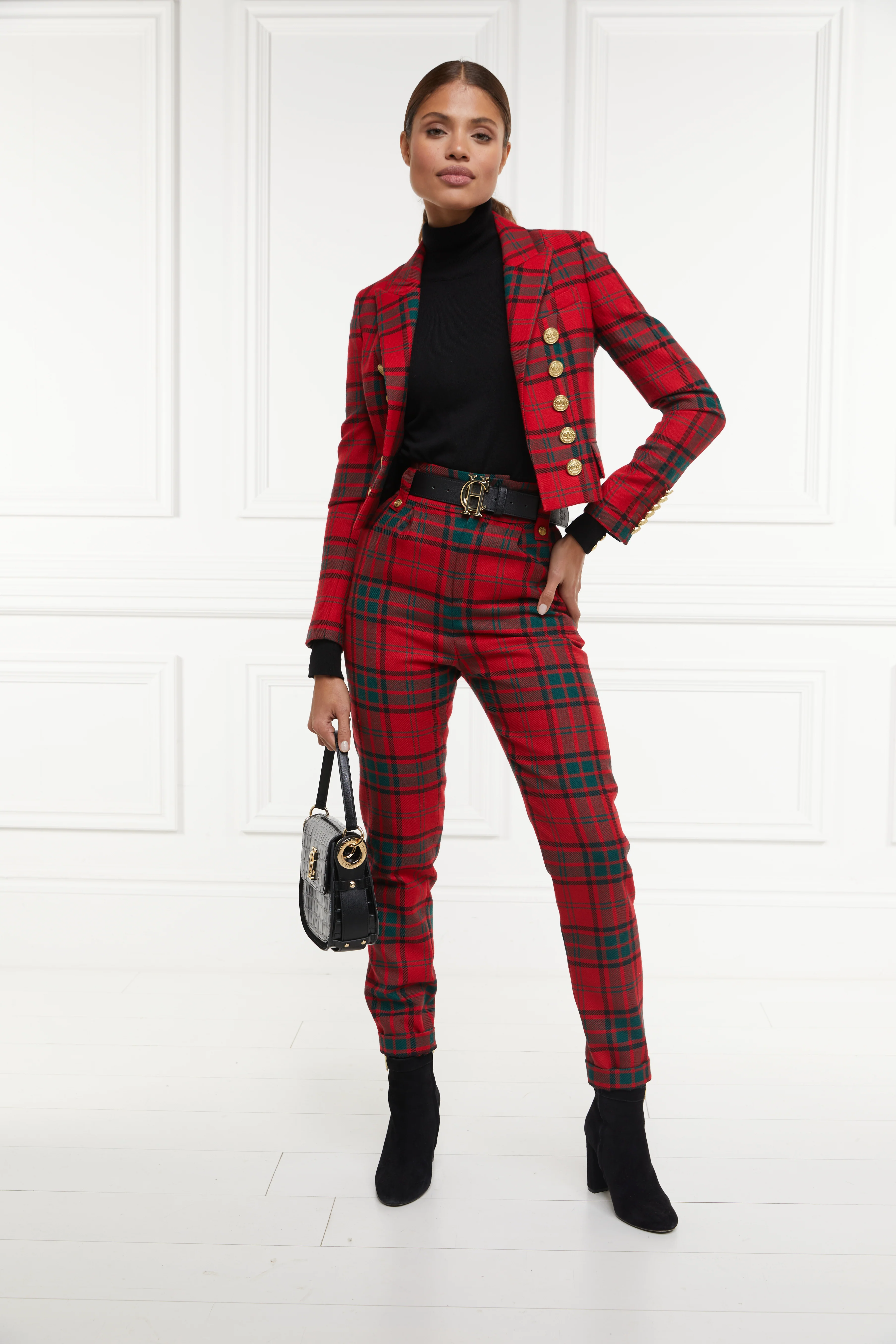 High Waisted Peg Trouser (Red Tartan) - Image 5