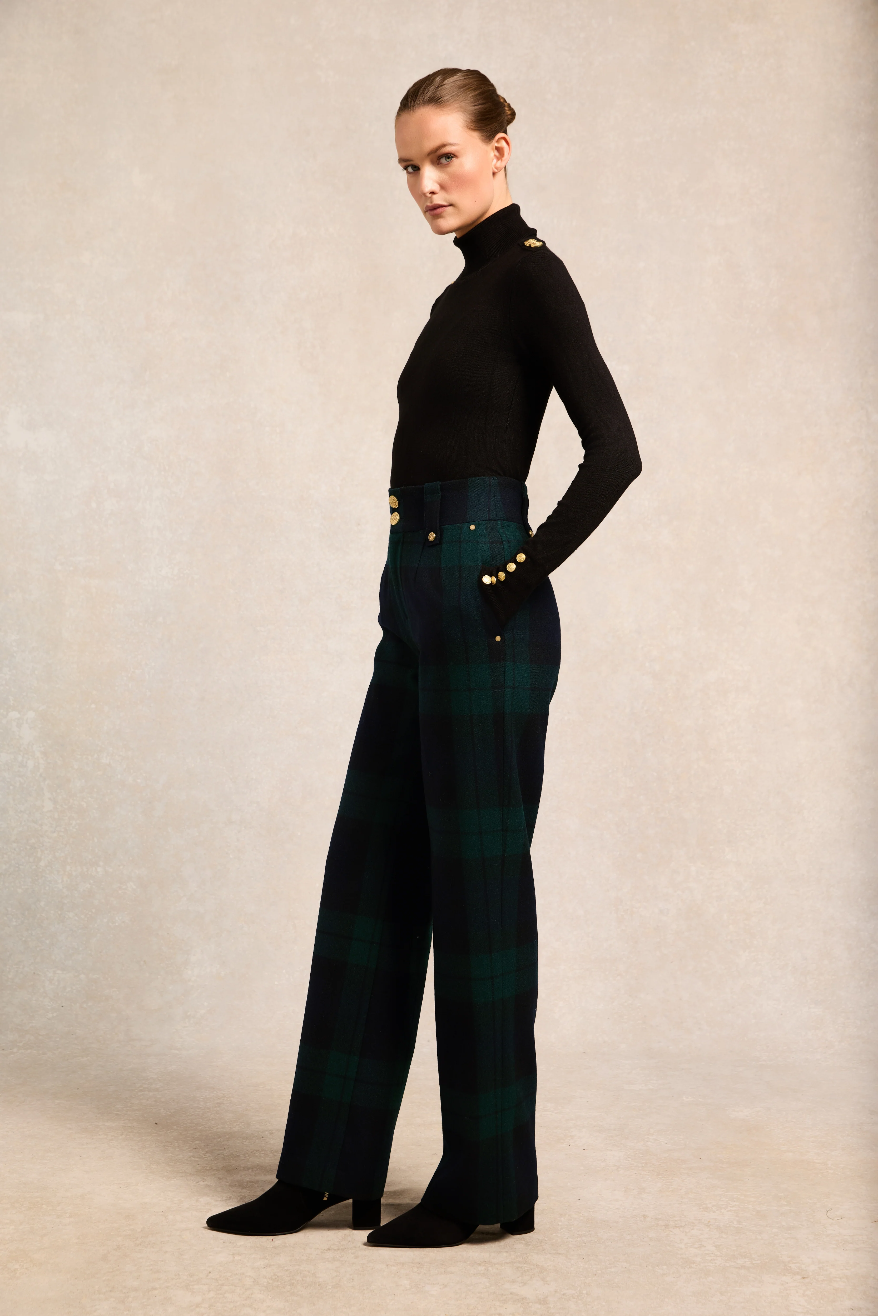 High Waisted Straight Trouser (Blackwatch) - Image 2