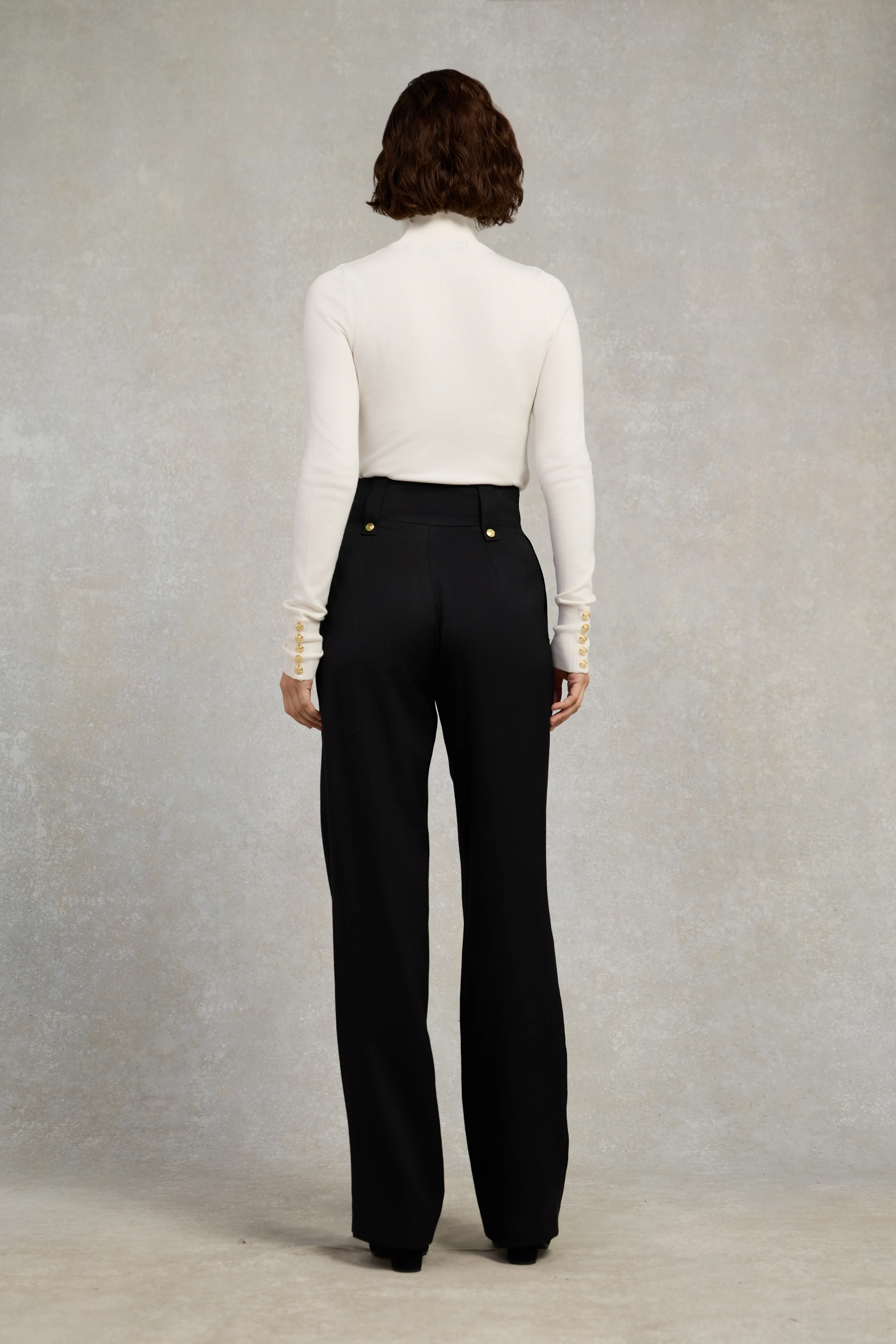 High Waisted Straight Trouser (Black Barathea) - Image 5