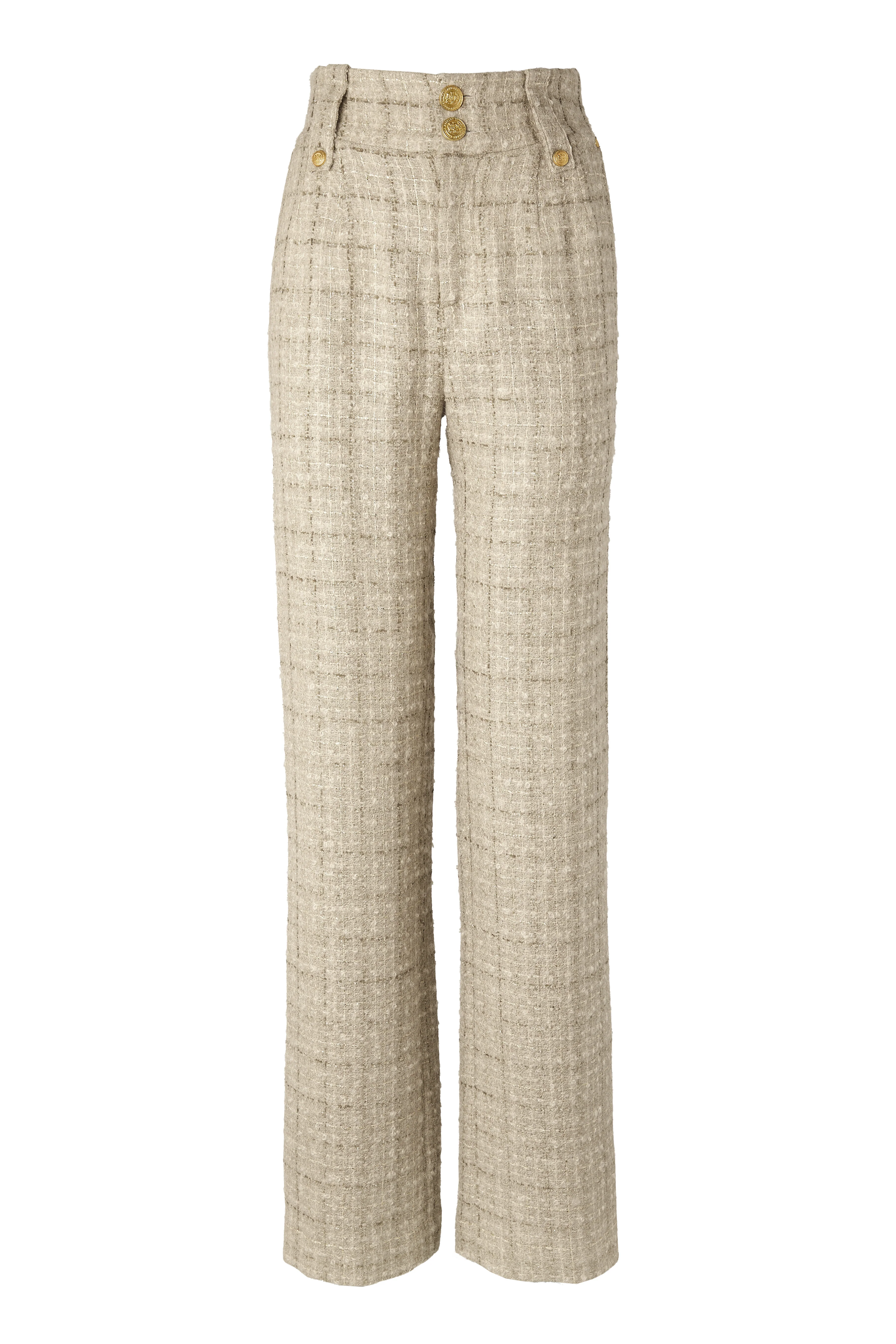 High Waisted Straight Trouser (Camel Sparkle Tweed) - Image 4