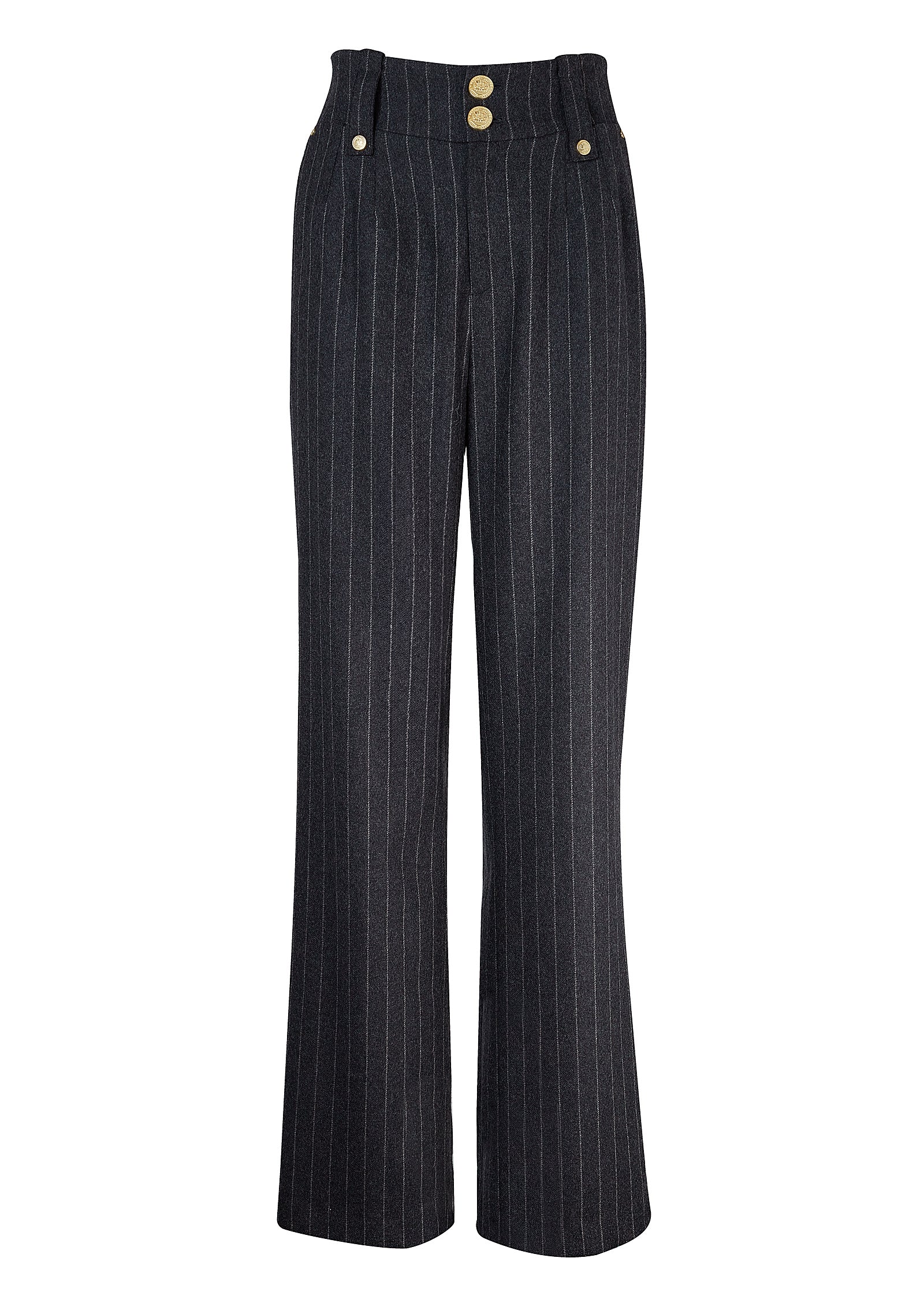 High Waisted Straight Trouser (Charcoal Pinstripe) - Image 4