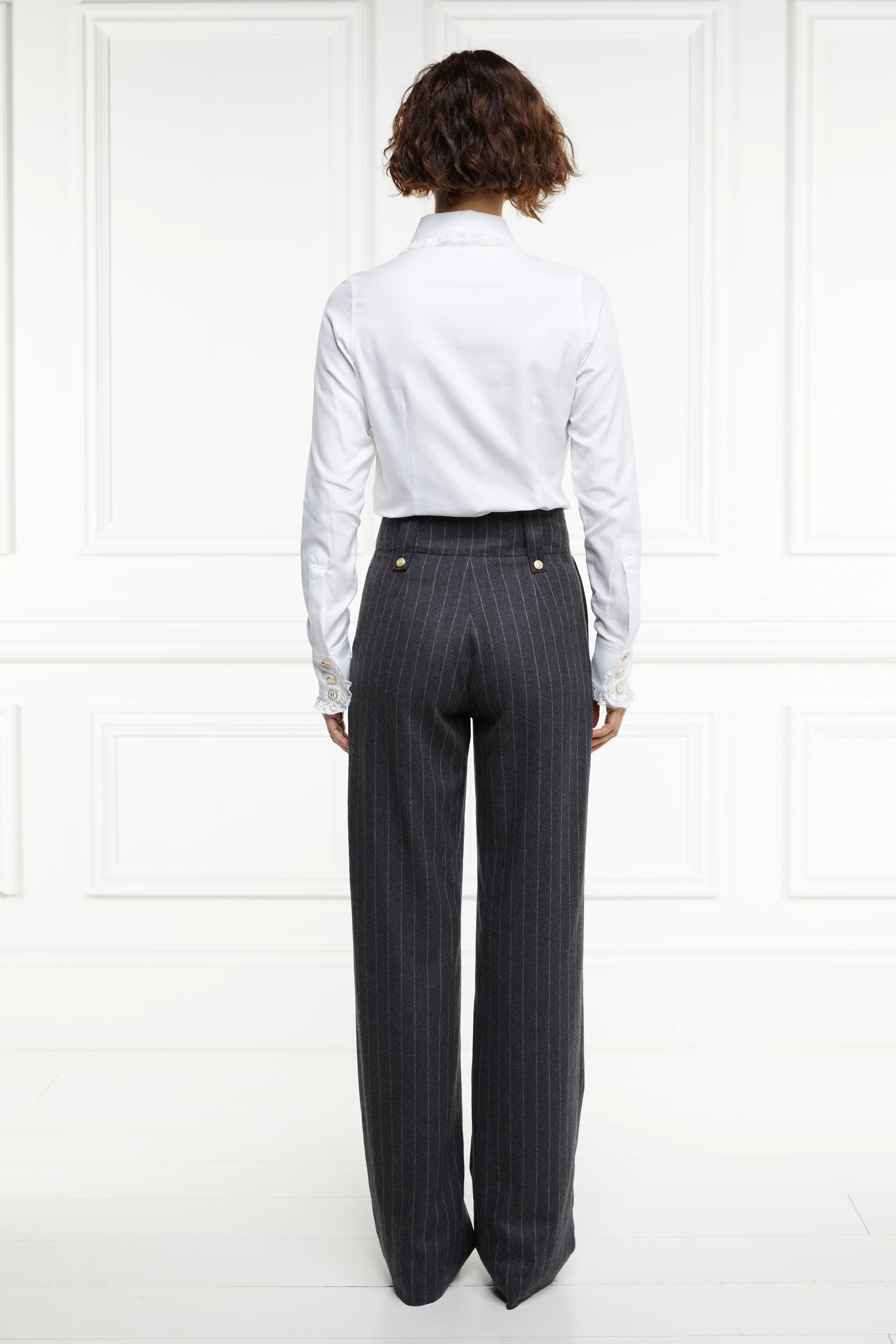 High Waisted Straight Trouser (Charcoal Pinstripe) - Image 7