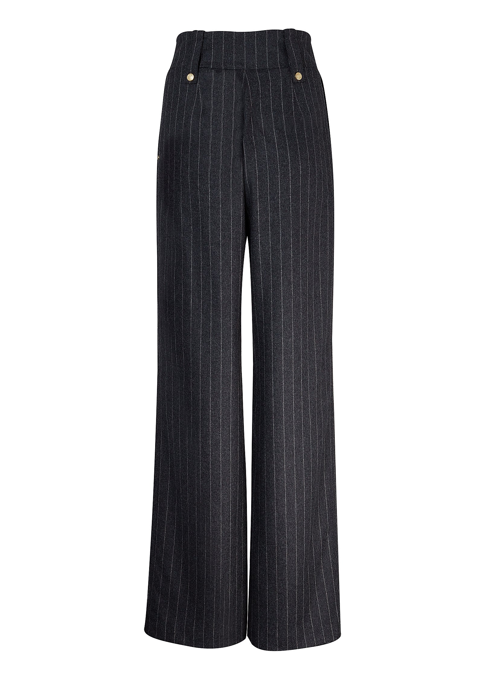 High Waisted Straight Trouser (Charcoal Pinstripe) - Image 8