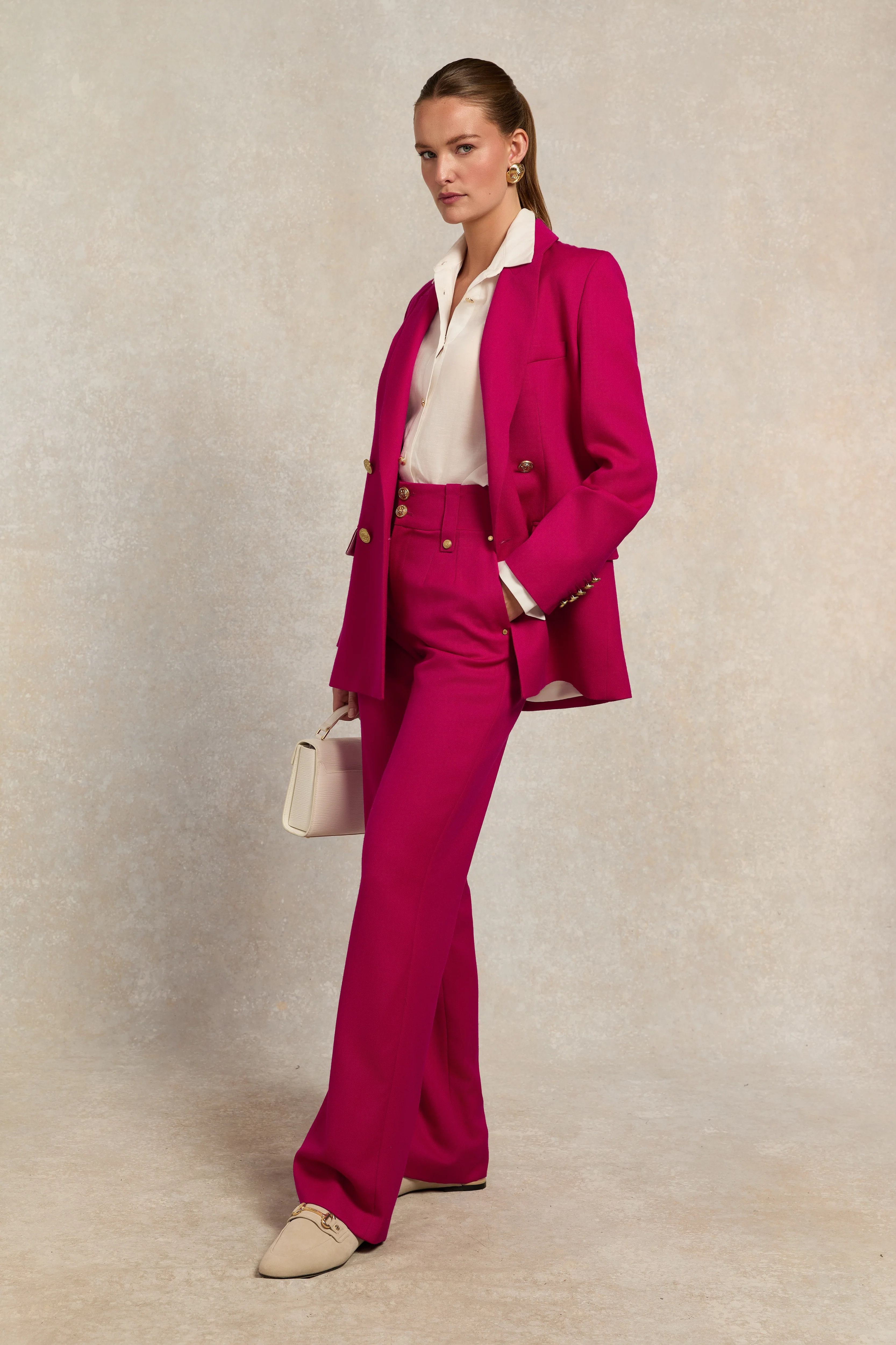 High Waisted Straight Trouser (Hot Pink Barathea) - Image 5
