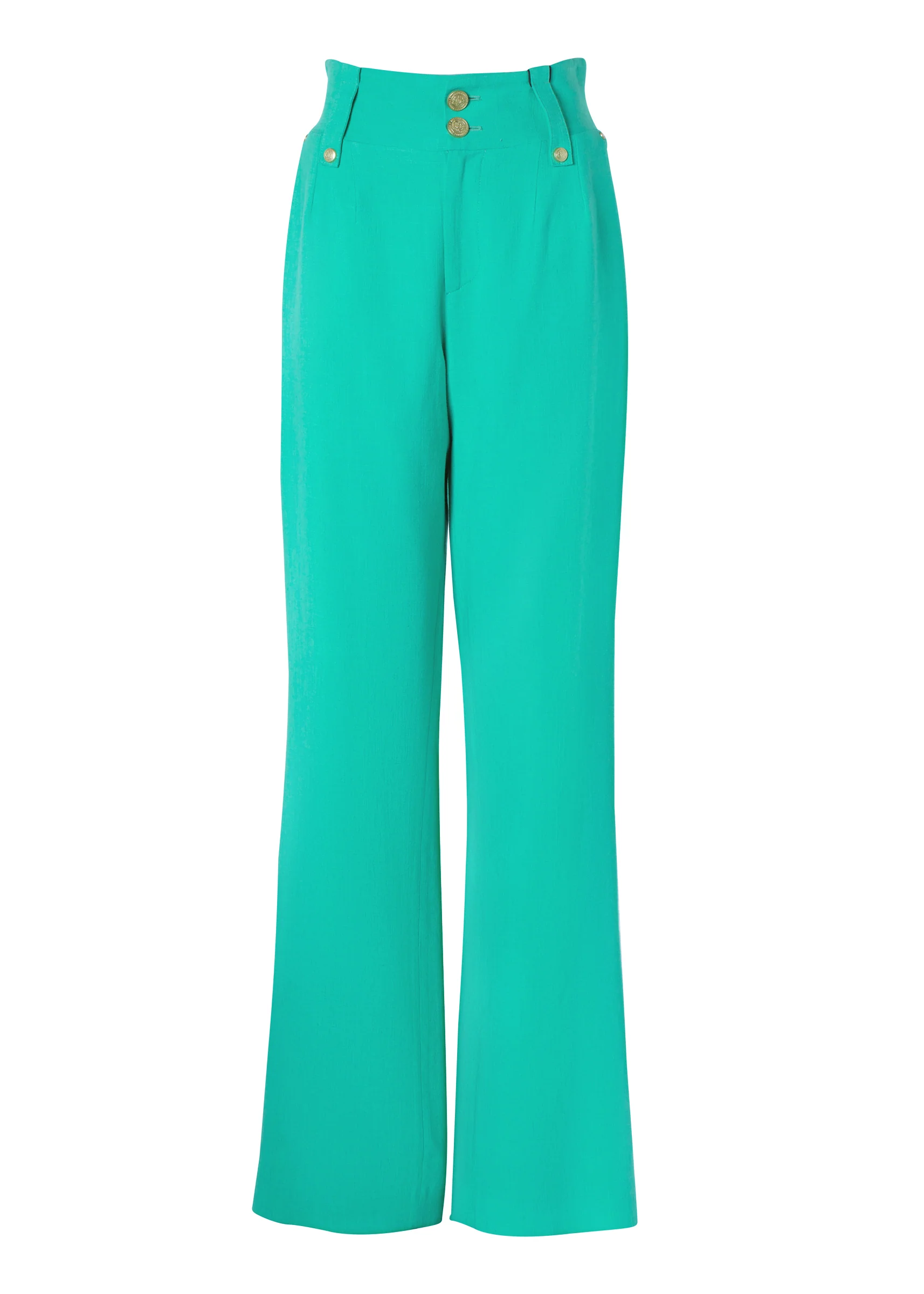 High Waisted Straight Trouser (Jade Linen) - Image 4