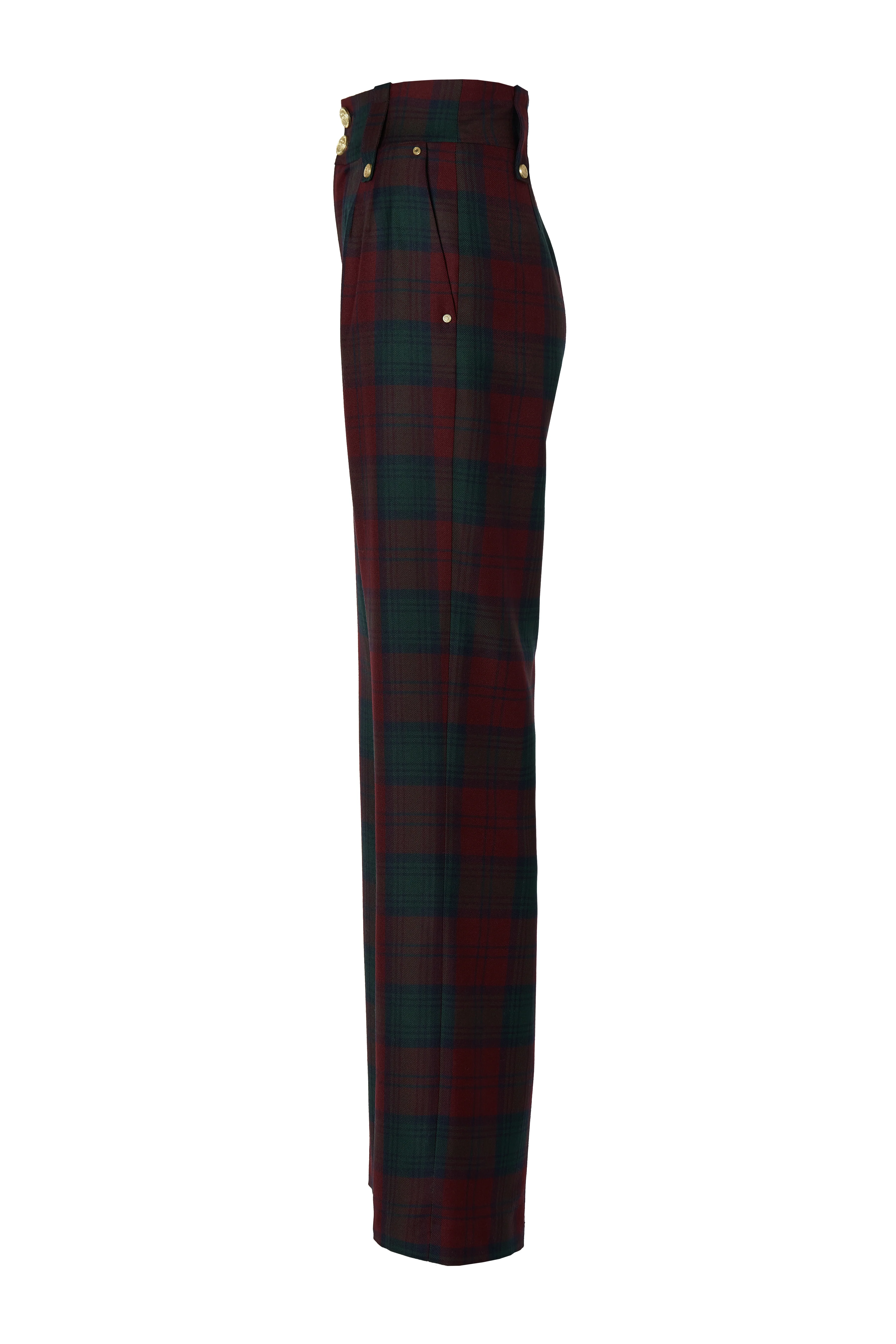 High Waisted Straight Trouser (Mulberry Tartan) - Image 10