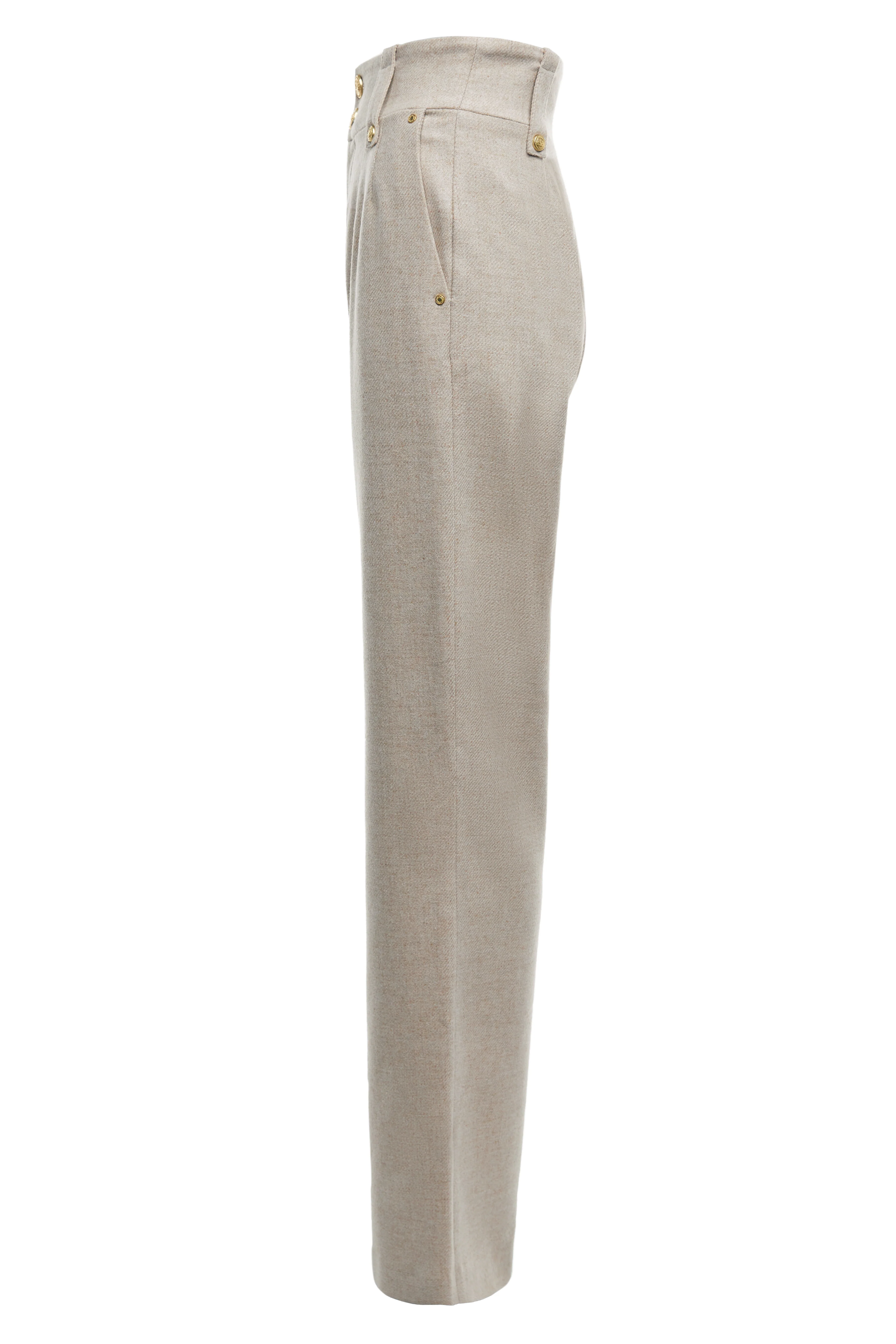 High Waisted Straight Trouser (Oatmeal) - Image 6