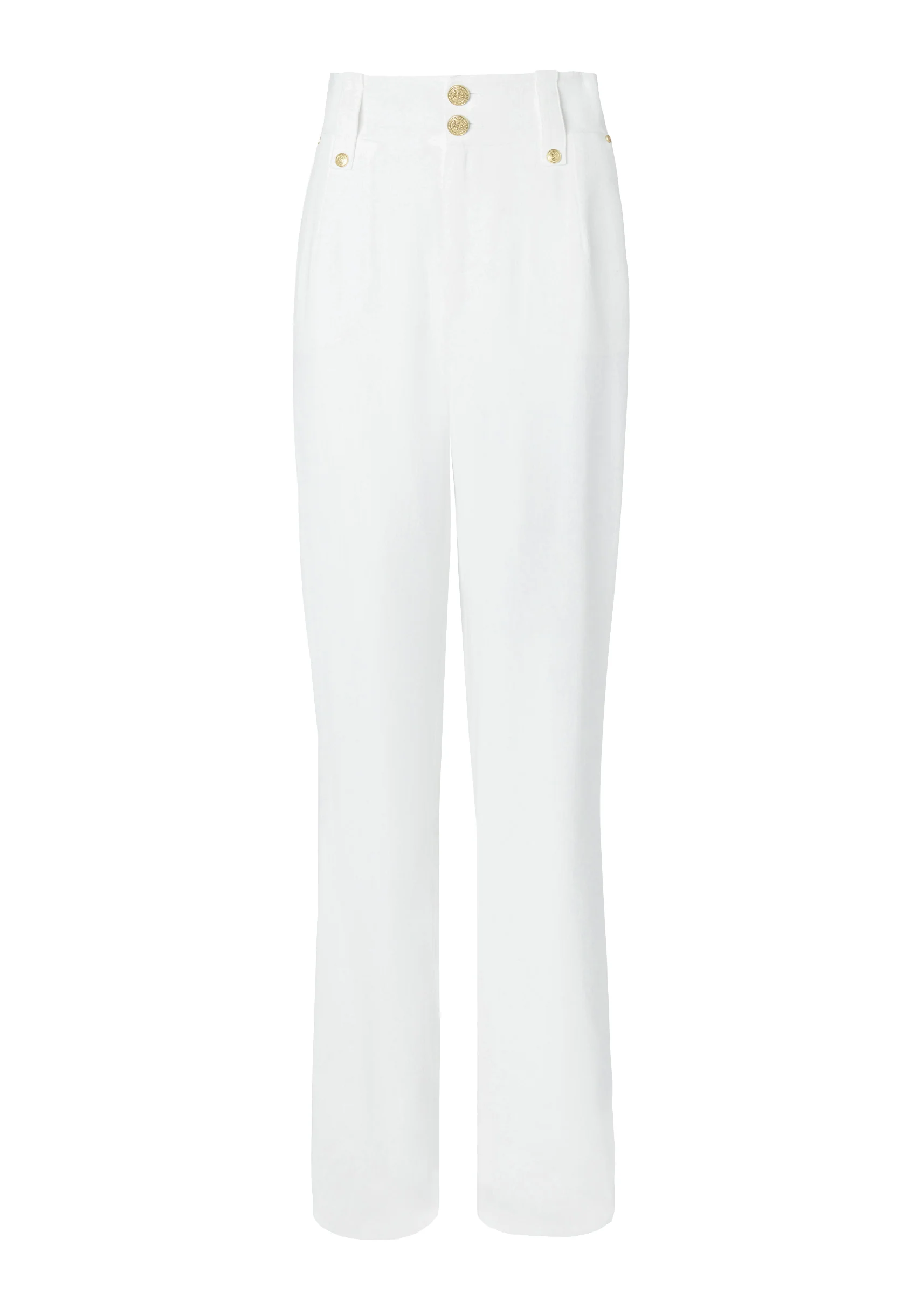 High Waisted Straight Trouser (Oyster Linen) - Image 4