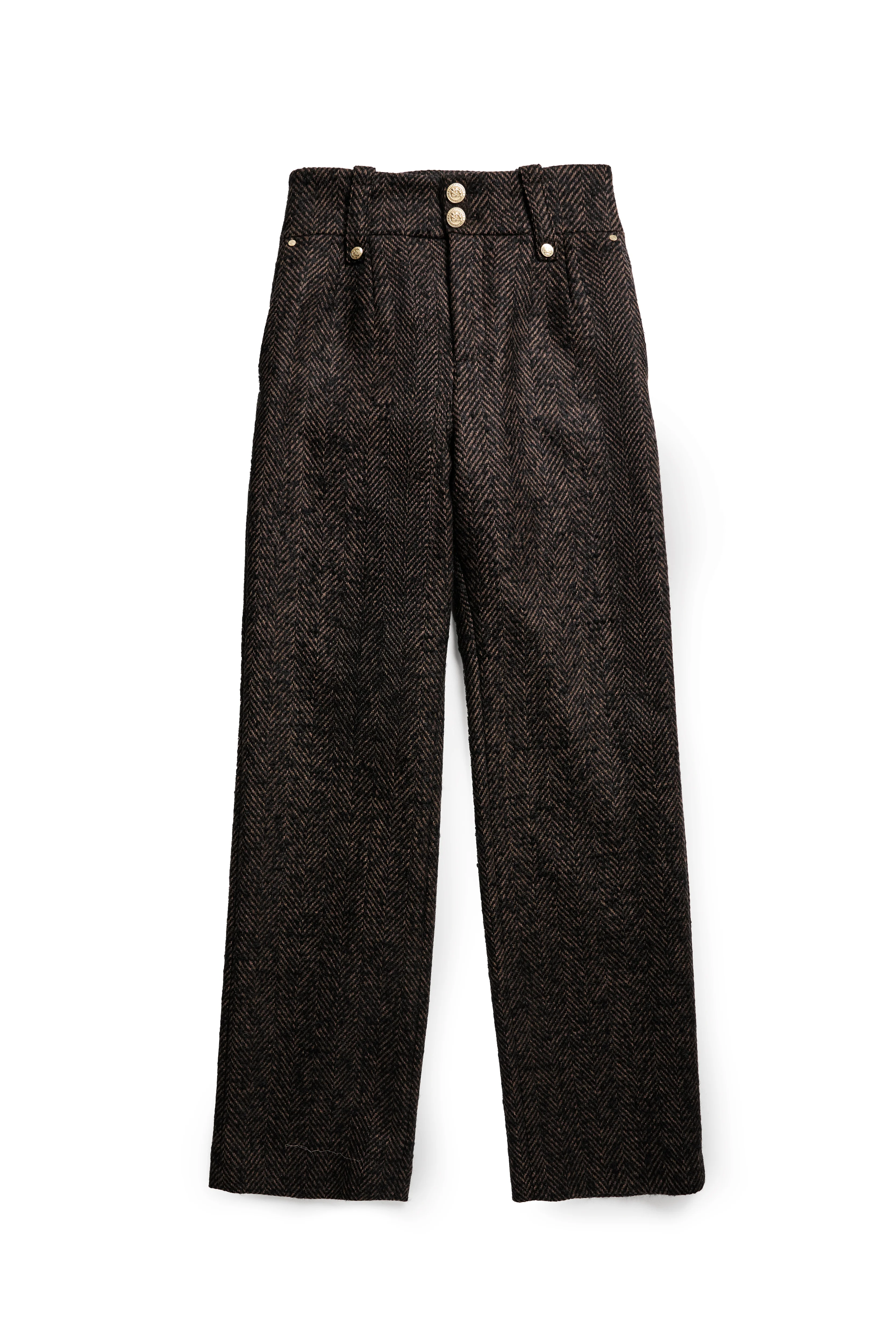 High Waisted Straight Trouser (Walnut Herringbone) - Image 4