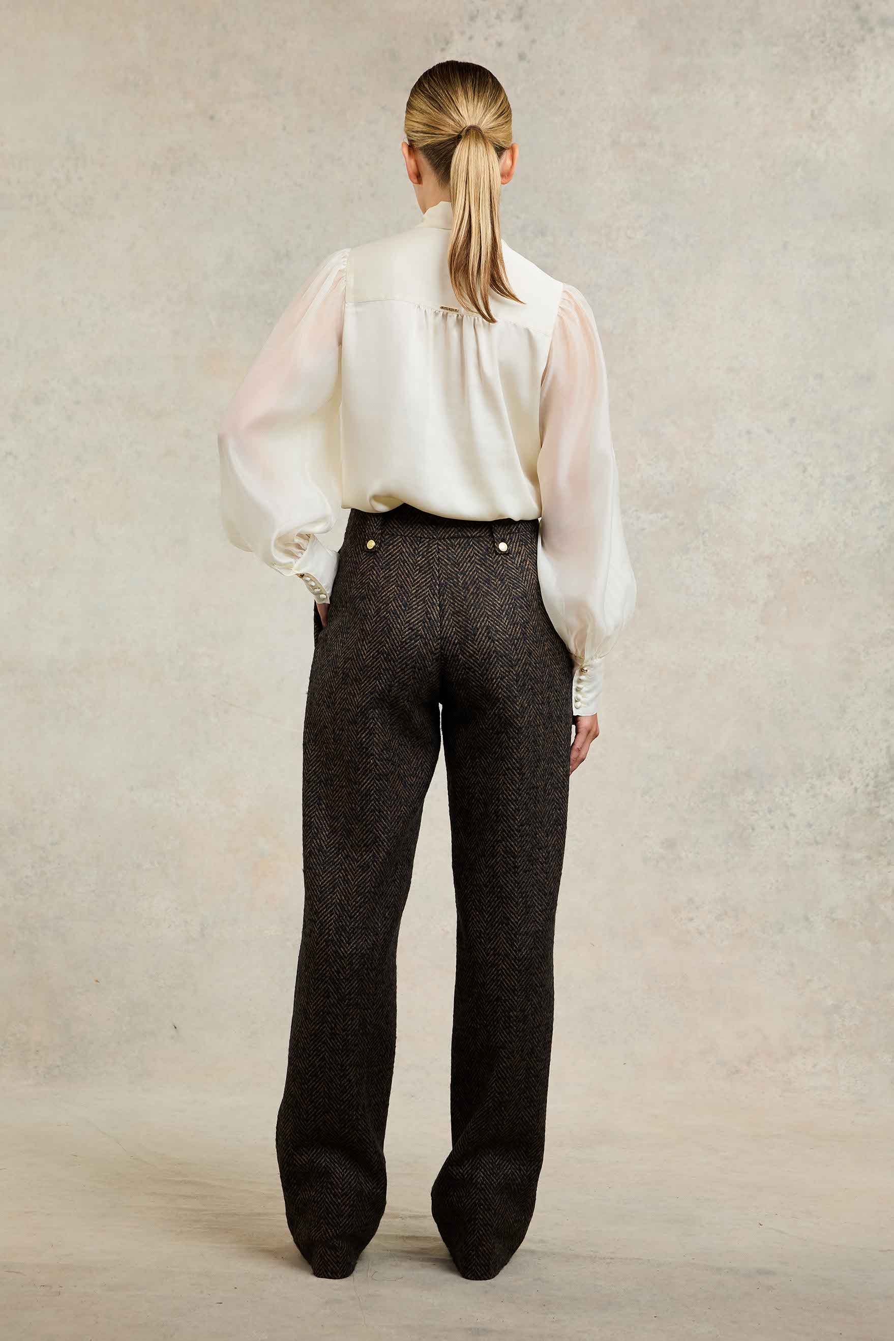 High Waisted Straight Trouser (Walnut Herringbone) - Image 7