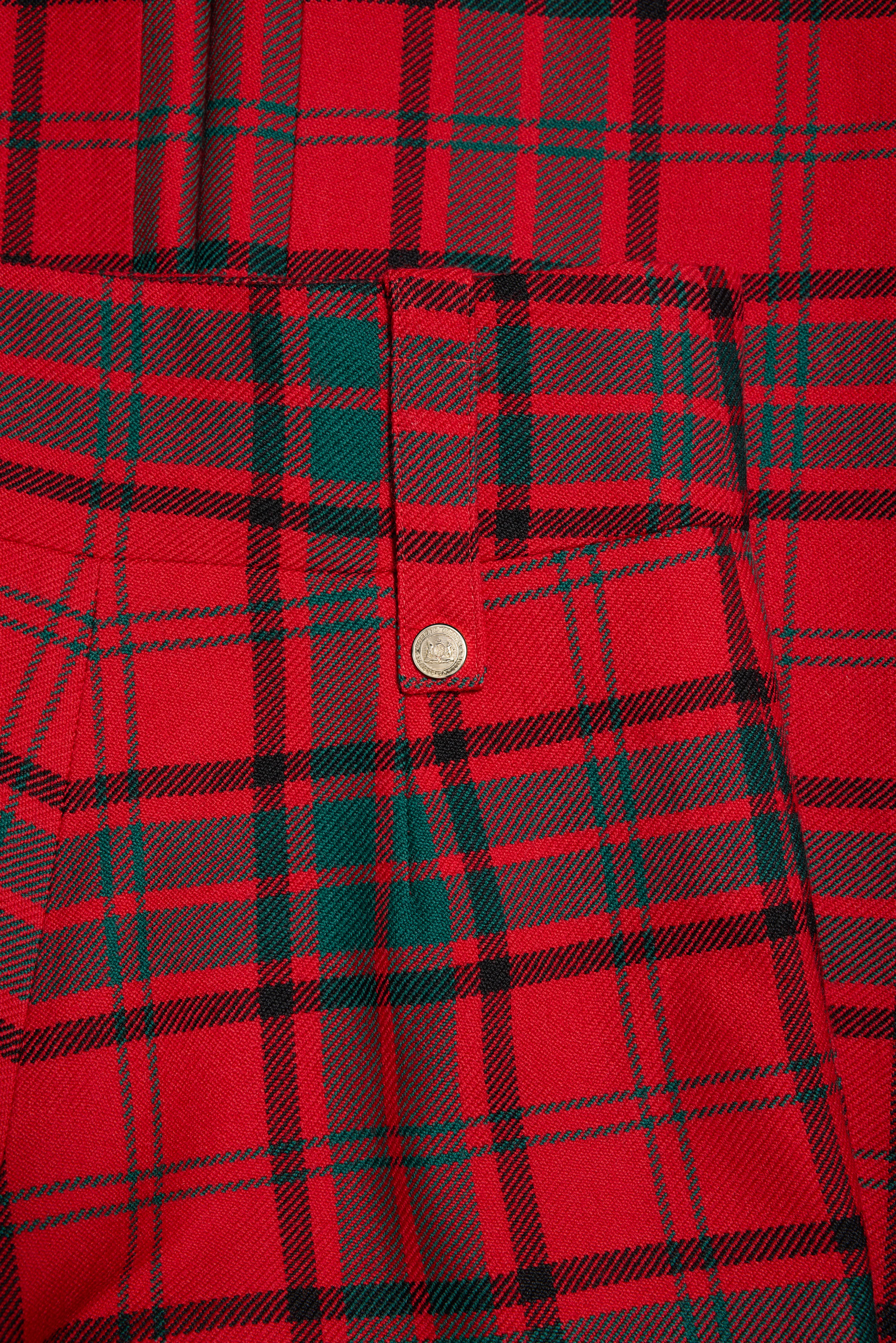 High Waisted Wide Leg Trouser (Red Tartan) - Image 8