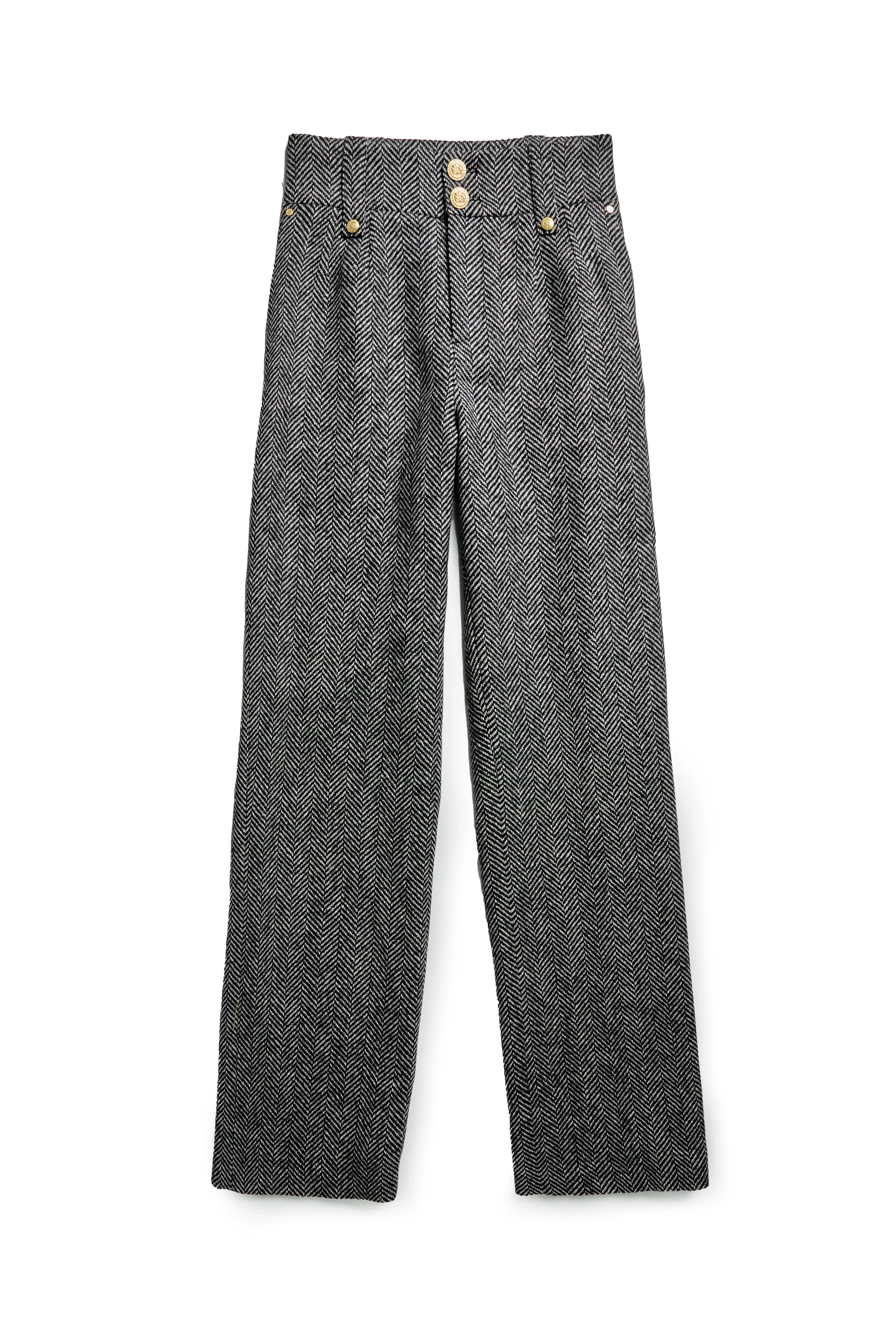 High Waisted Wide Leg Trouser (Wide Tooth Black Herringbone) - Image 4
