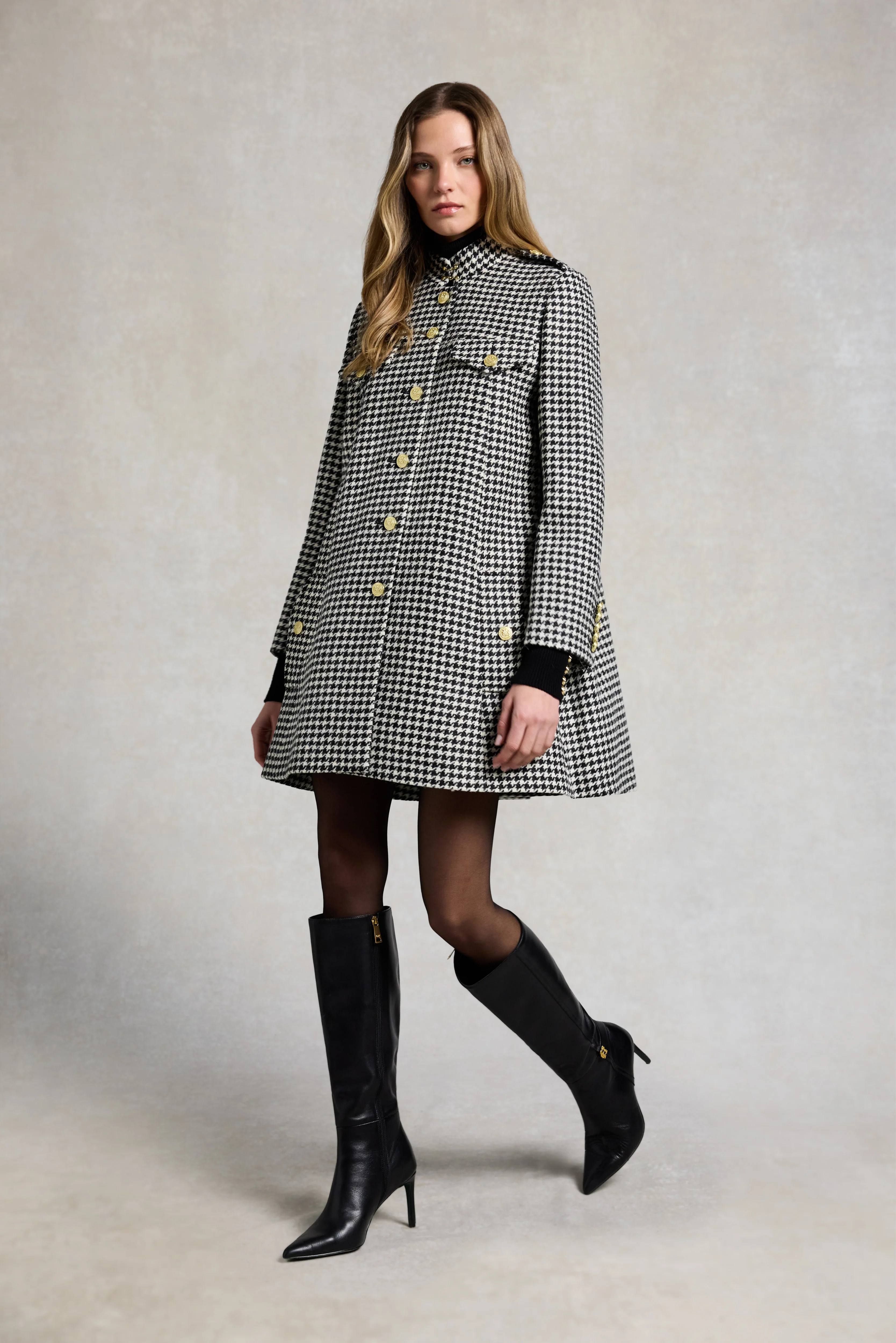 Highbury Cape Coat (Houndstooth)