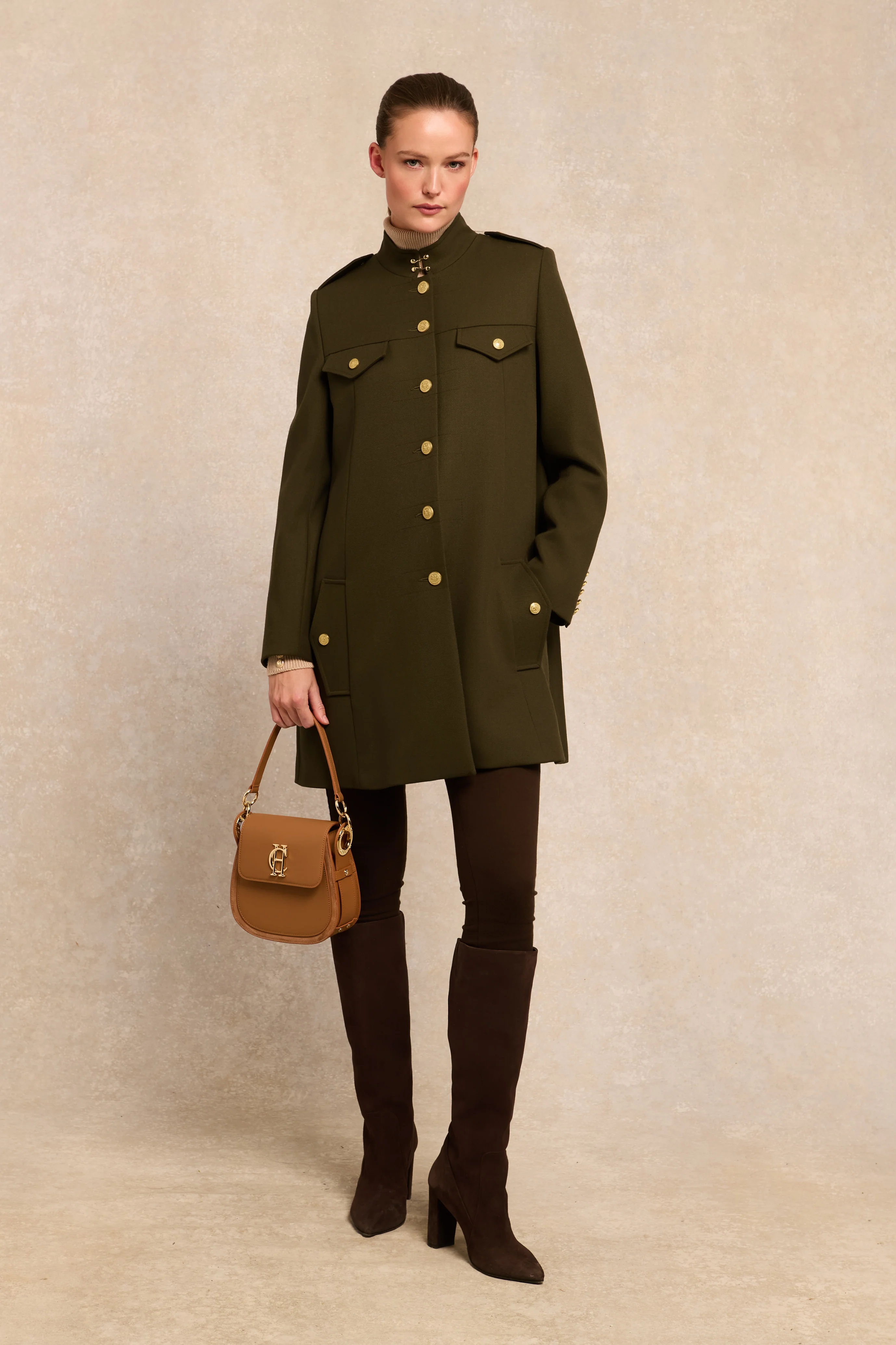 Highbury Cape Coat (Khaki Barathea) - Image 2