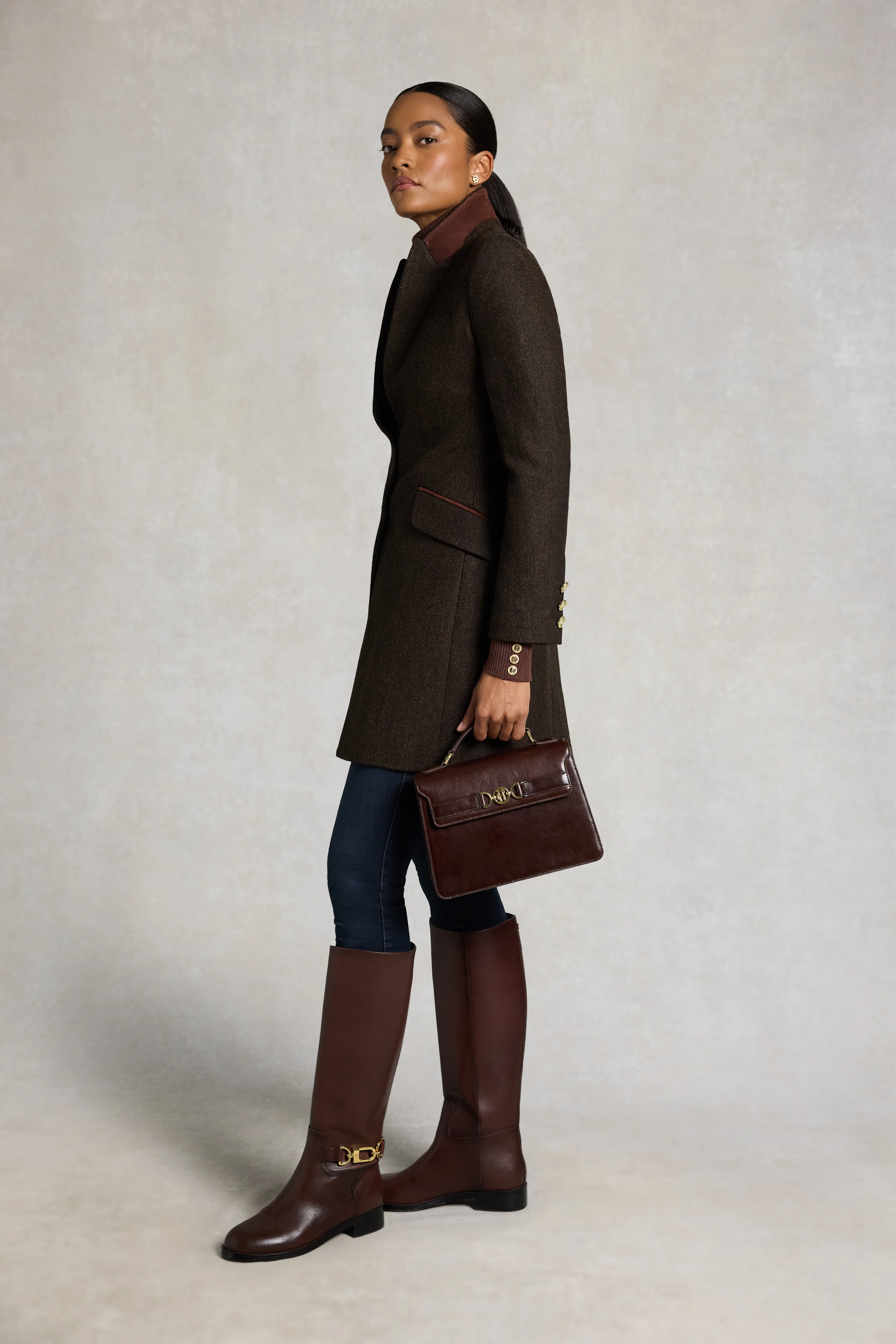 Highgrove Coat (Chocolate Herringbone) - Image 3