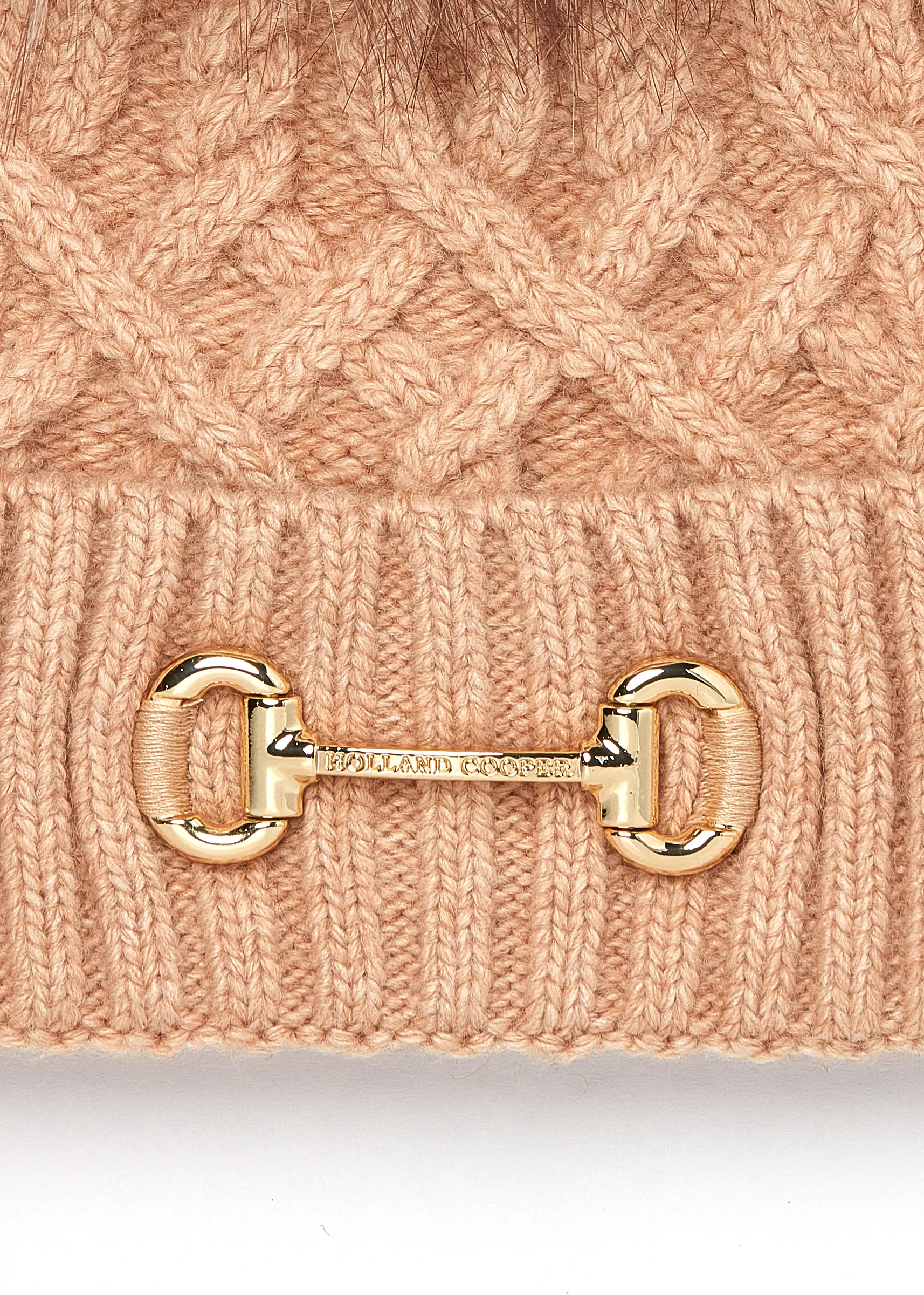 Horsebit Bobble Hat (Camel) - Image 3