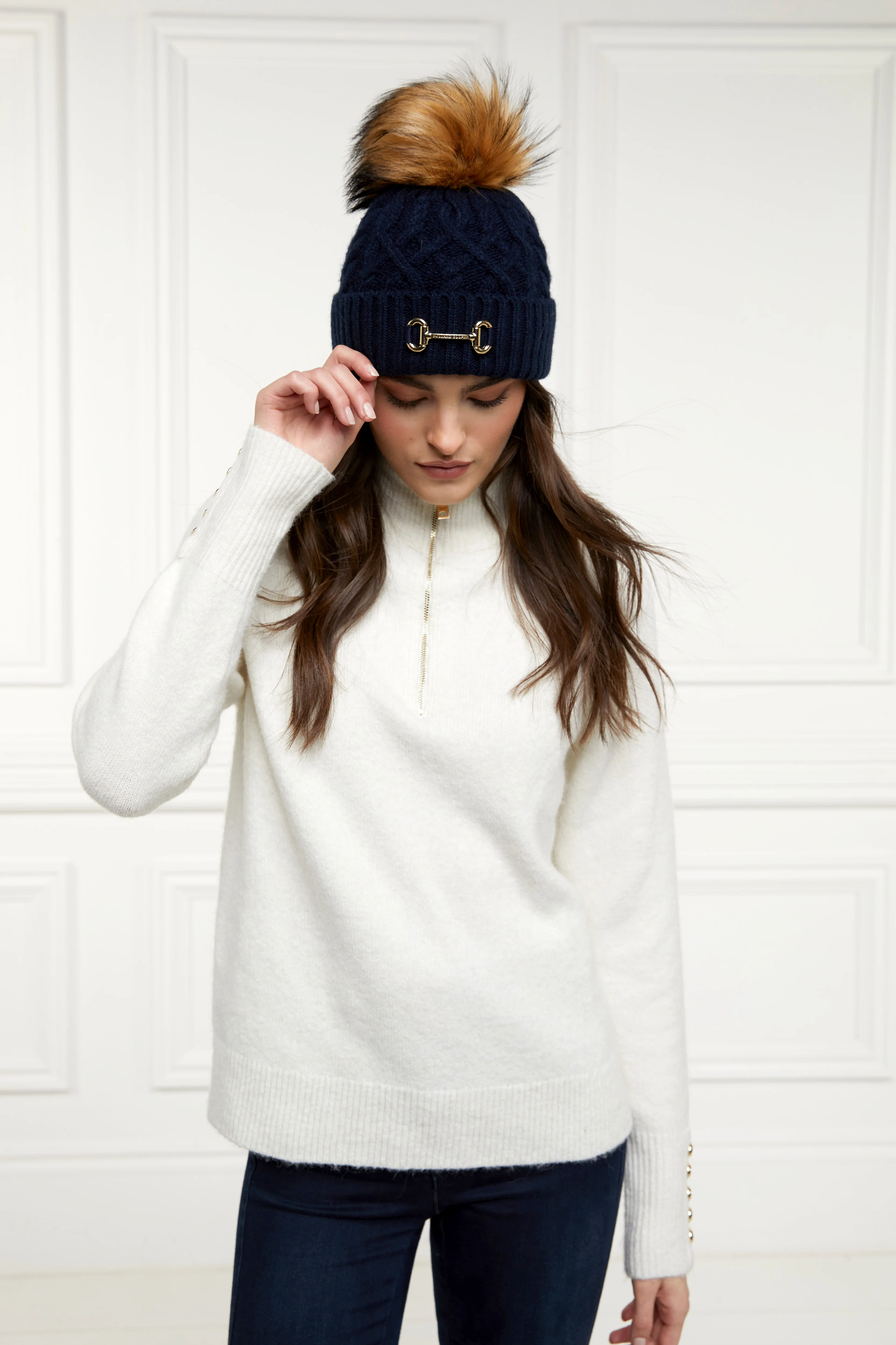 Horsebit Bobble Hat (Ink Navy) - Image 7