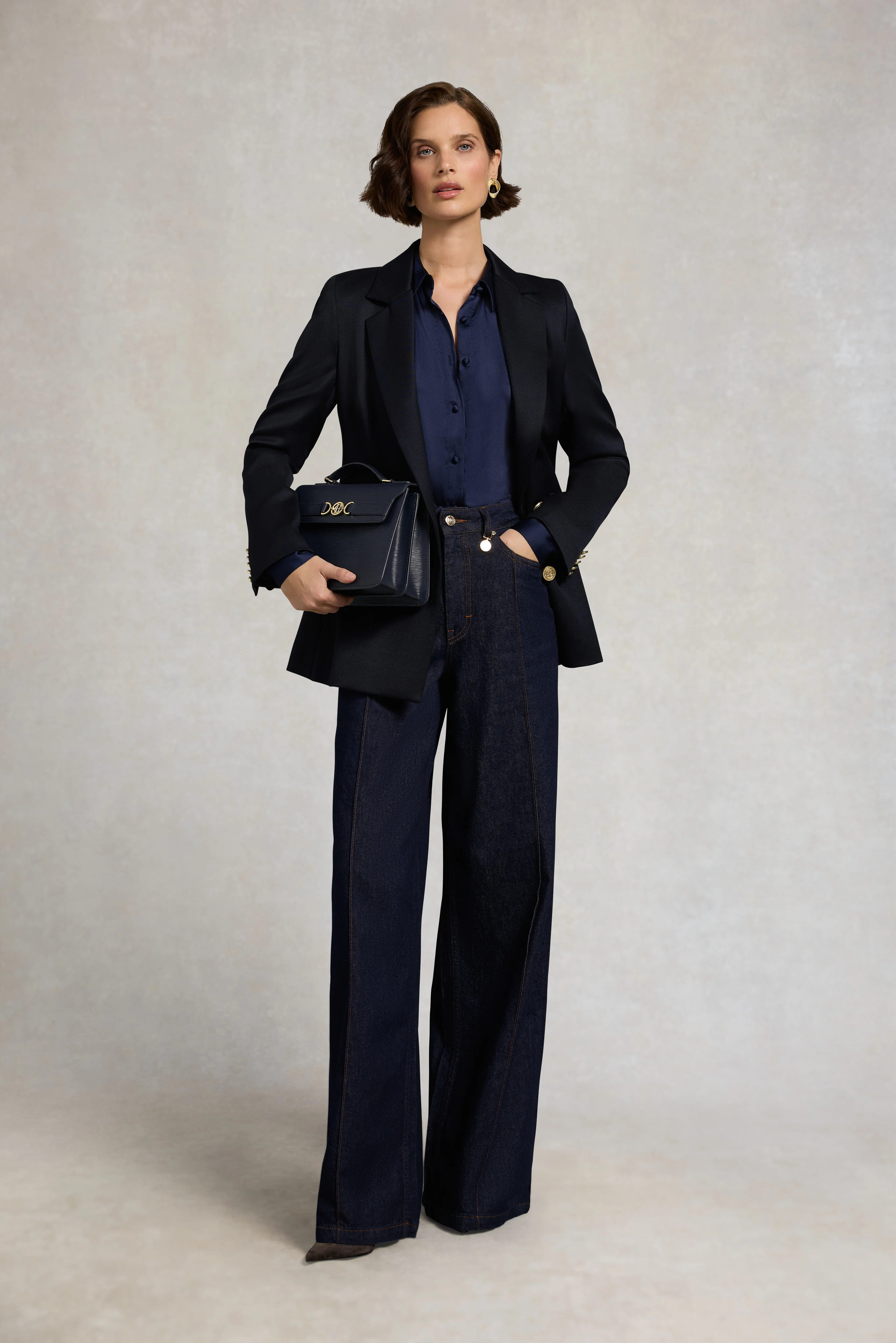 Iona Satin Shirt (Deep Navy) - Image 3