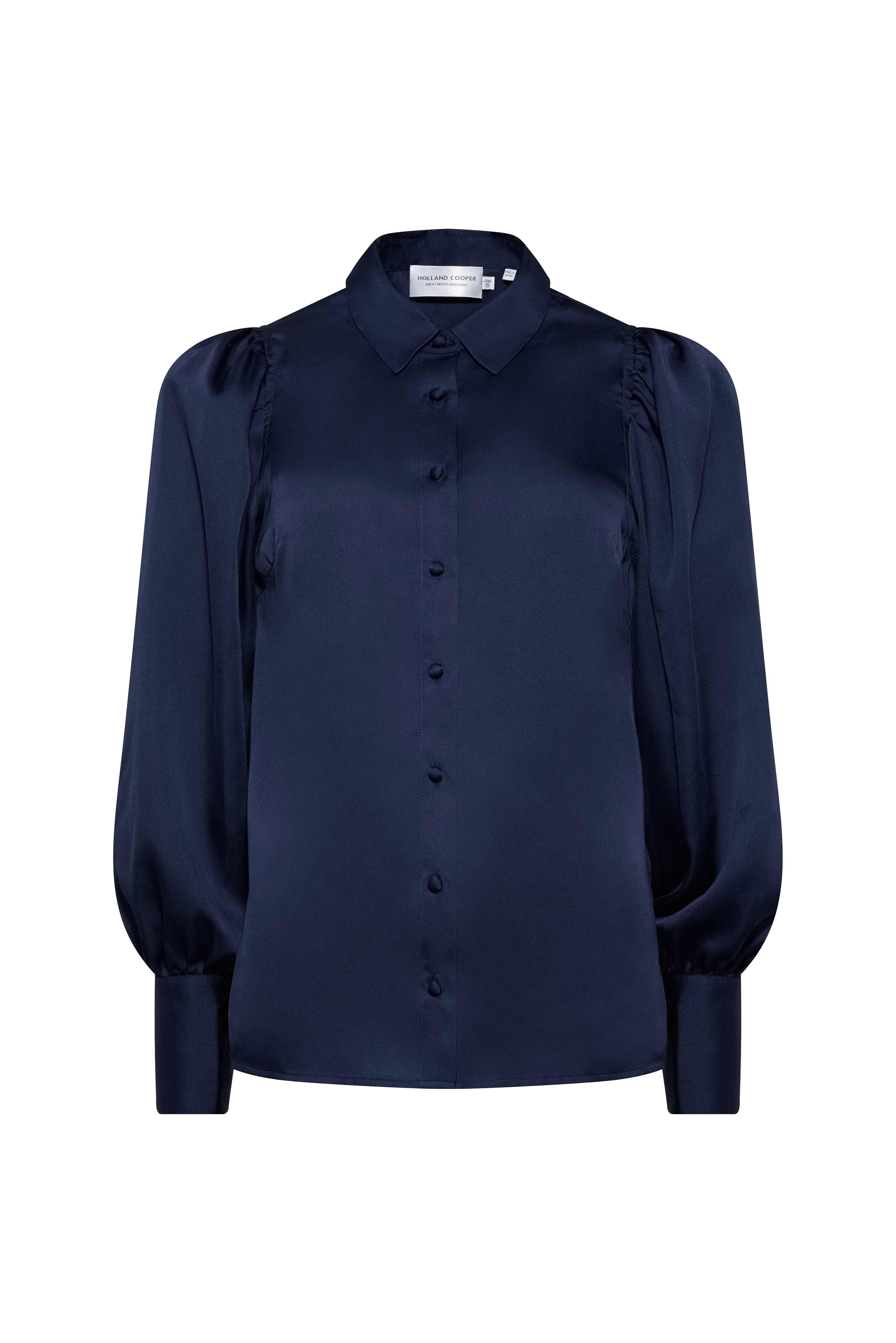 Iona Satin Shirt (Deep Navy) - Image 4