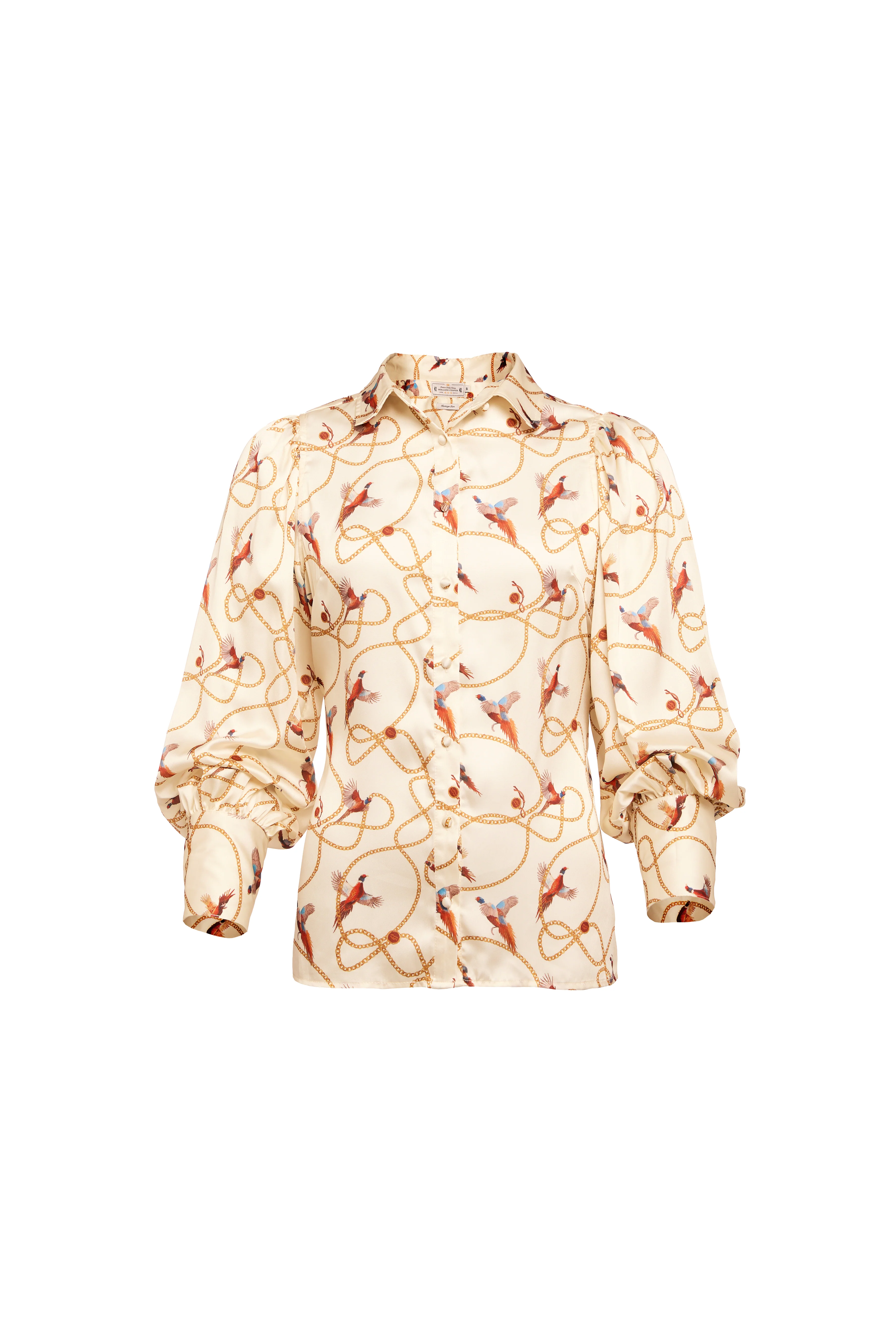 Isla Satin Shirt (Off White Pheasant) - Image 4