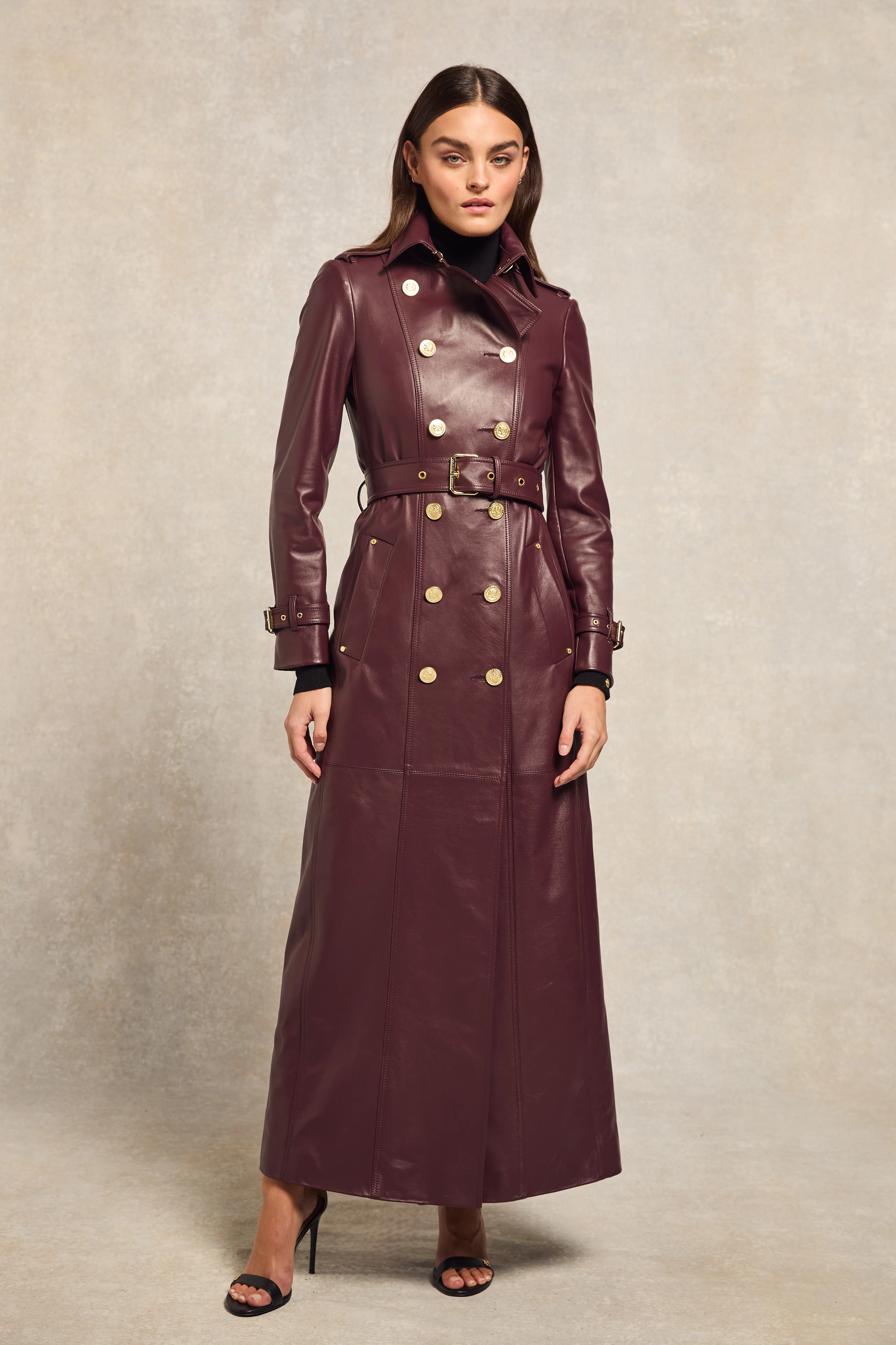 Jade's Oxblood Leather Trench Look - Image 2