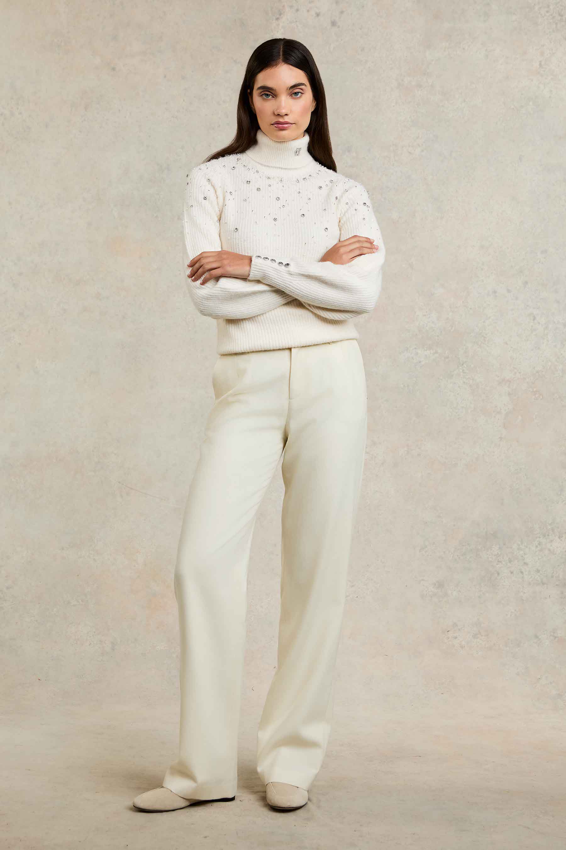 Kelsie Rib Embellished Roll Neck (Natural) - Image 8