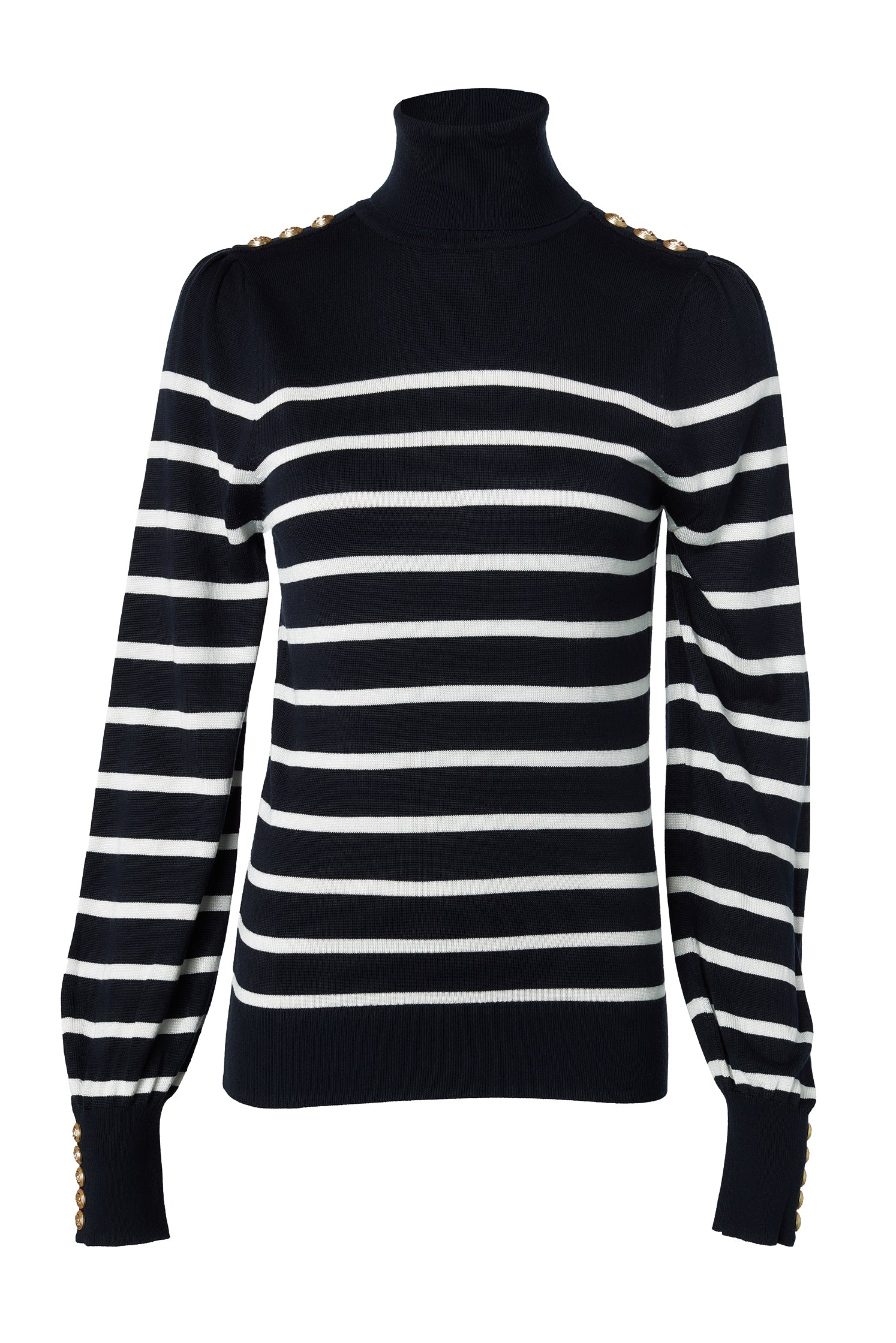 Kelsie Roll Neck Knit (Ink Navy Natural Stripe) - Image 4