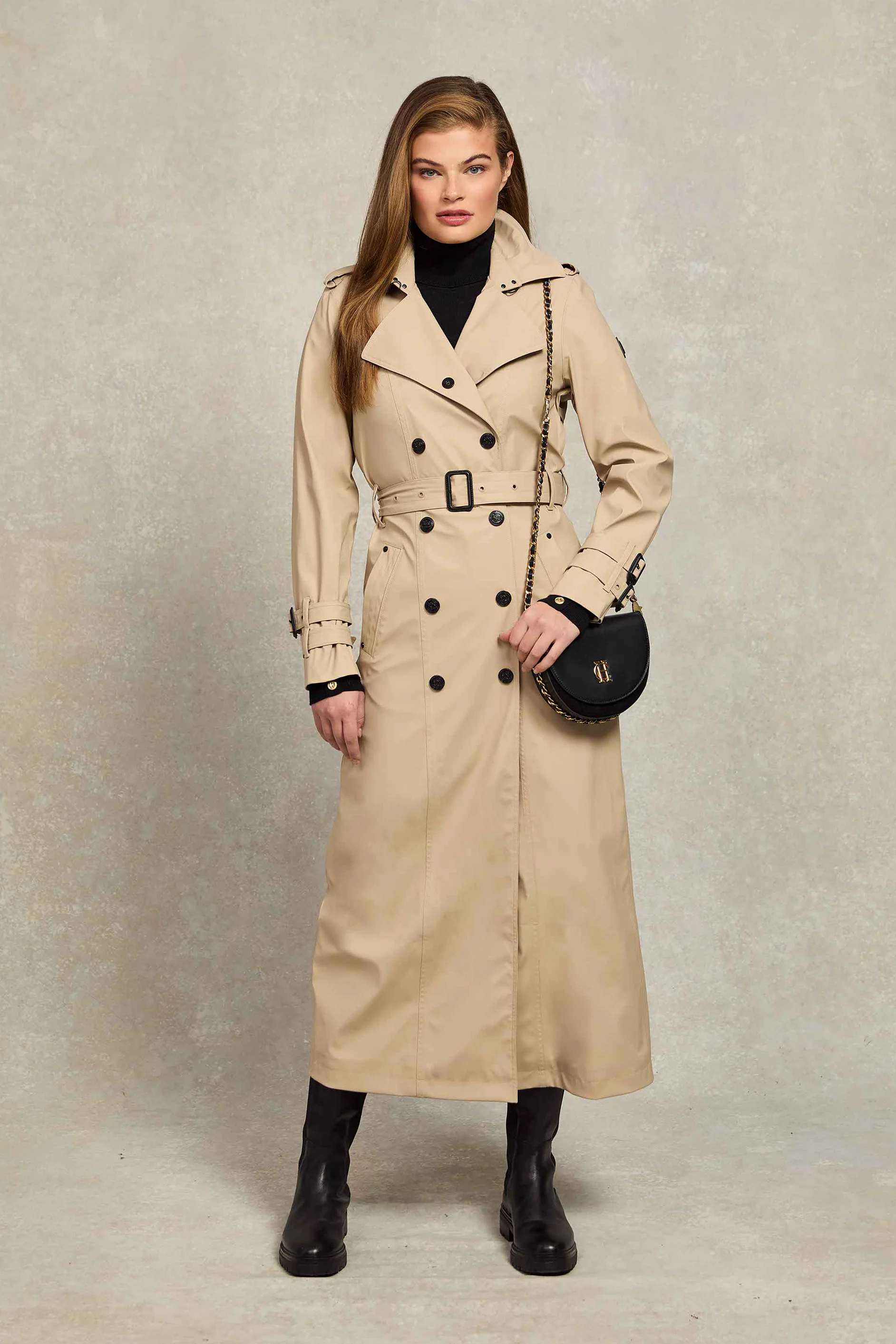 Full Length Kendal Waterproof Trench Coat (Stone) - Image 3