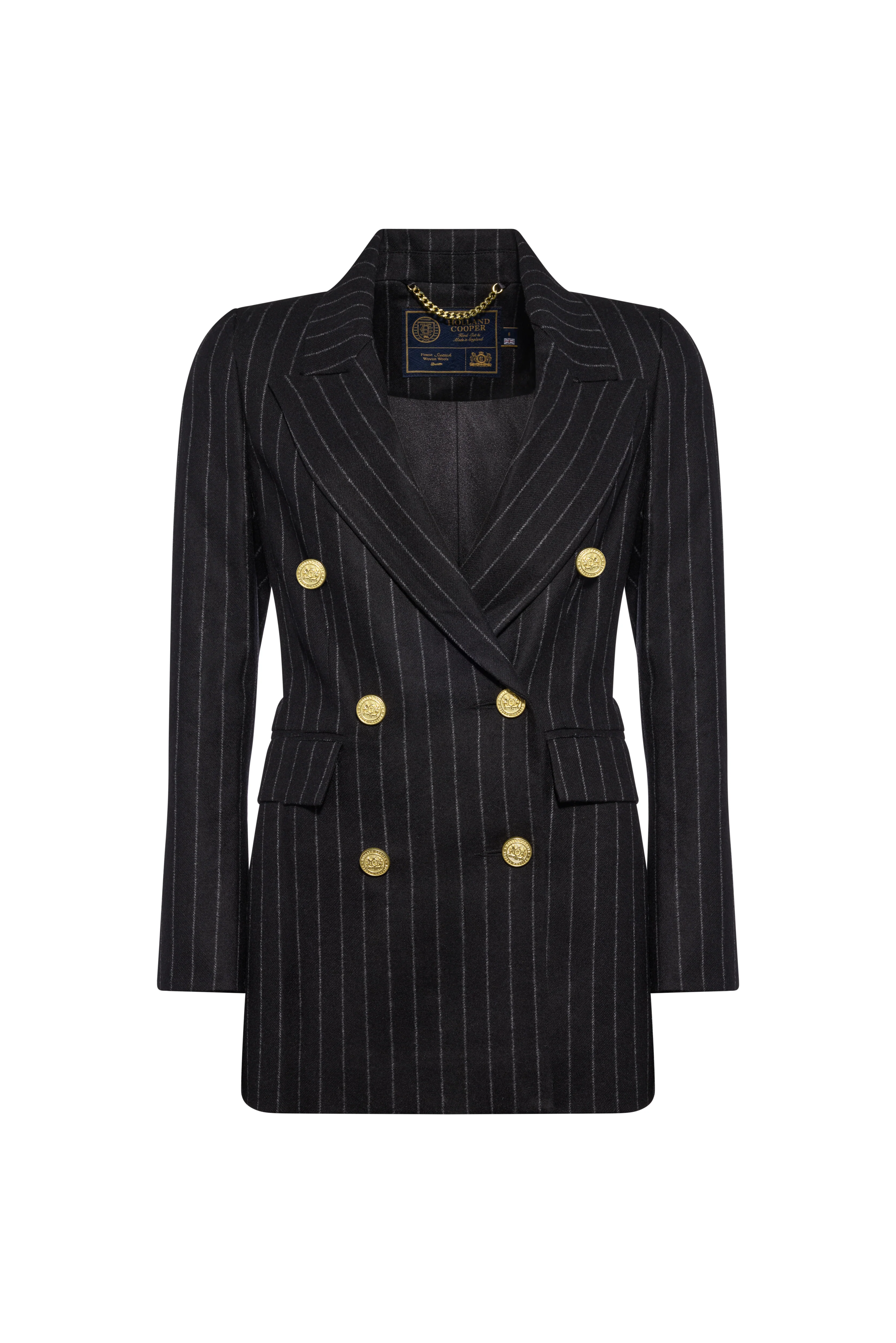 Kensington Double Breasted Blazer (Black Chalk Pinstripe) - Image 4