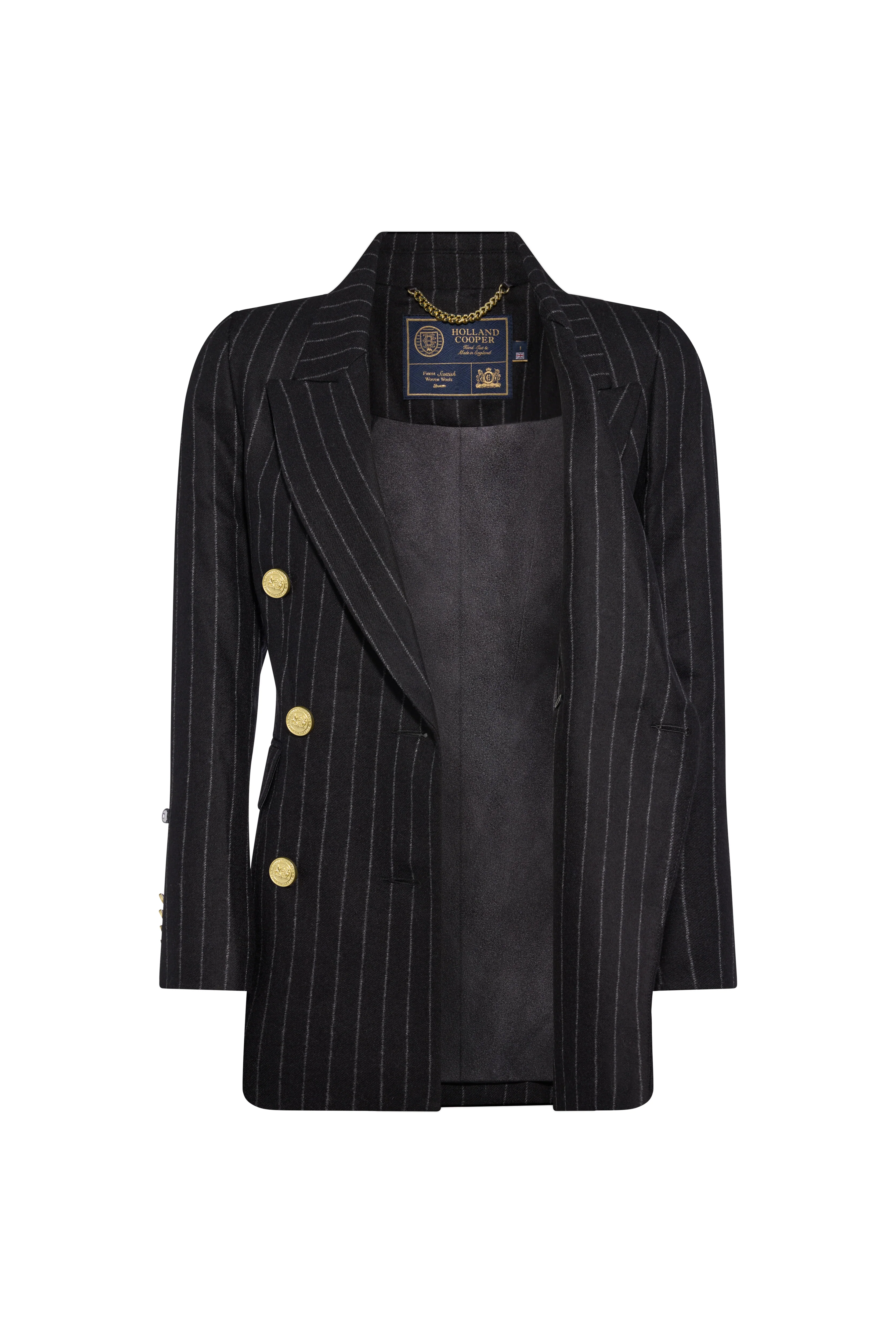 Kensington Double Breasted Blazer (Black Chalk Pinstripe) - Image 7