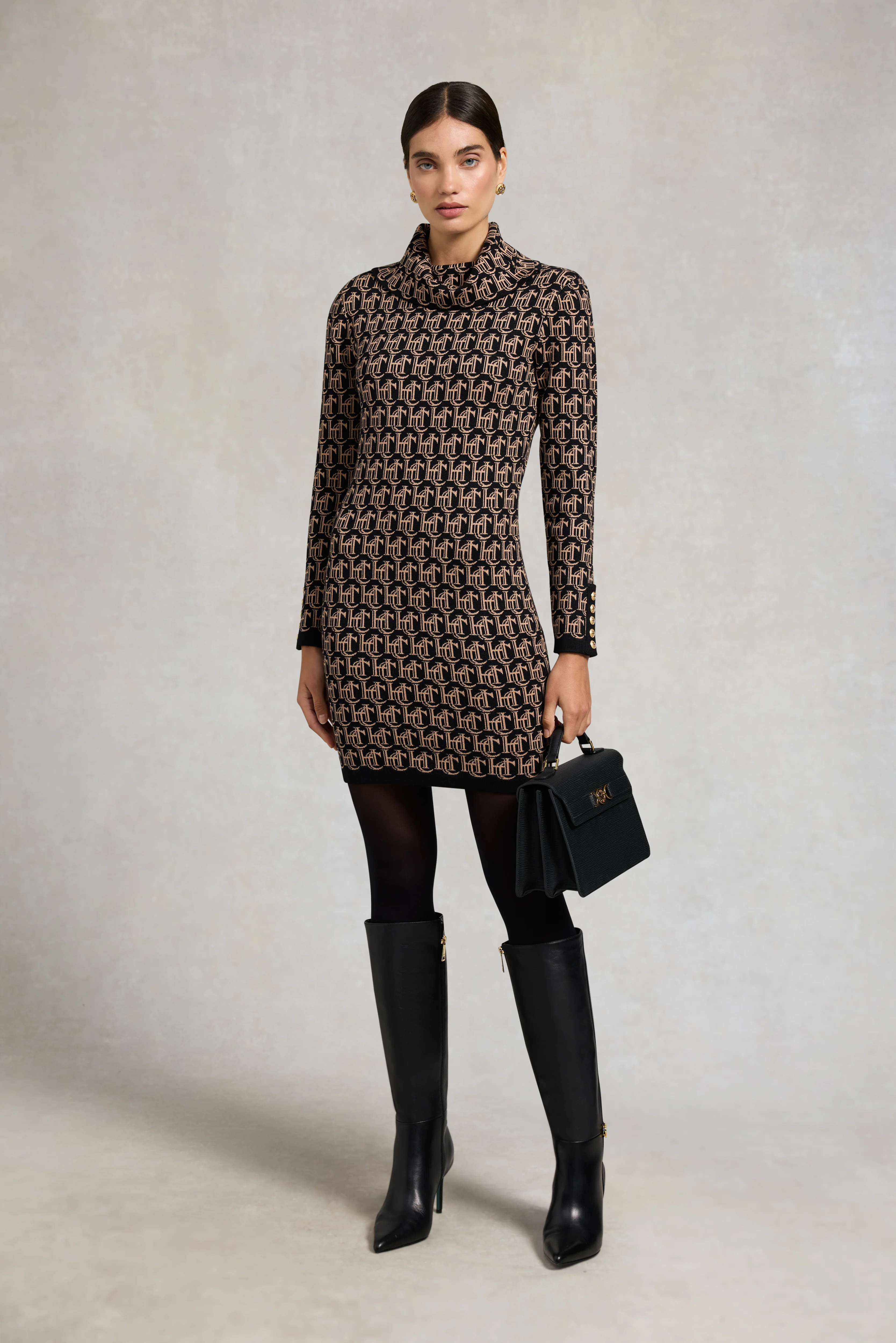 Kensington Micro Jacquard Dress (Black) - Image 2