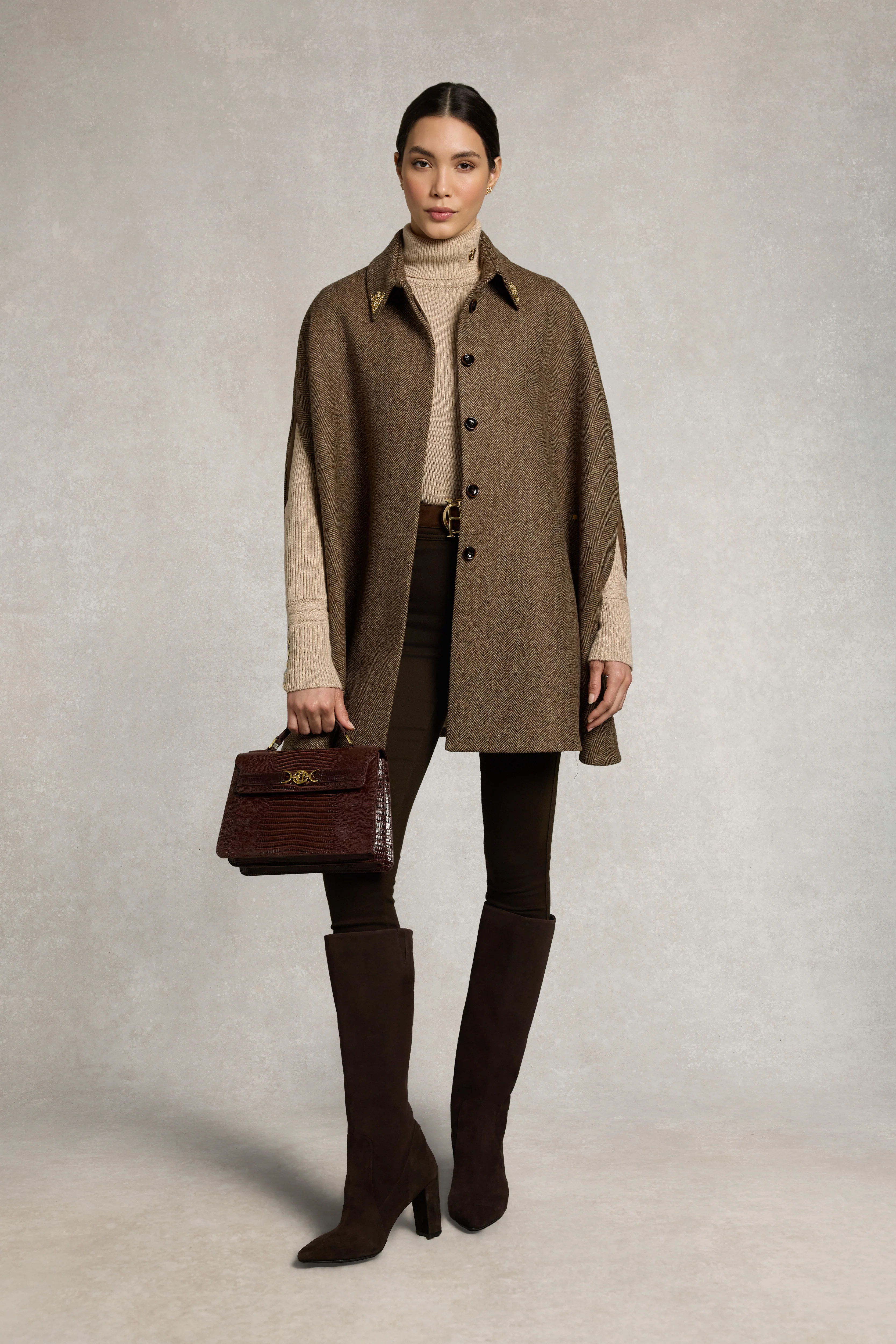Knightsbridge Cape (Large Scale Brown Herringbone) - Image 3