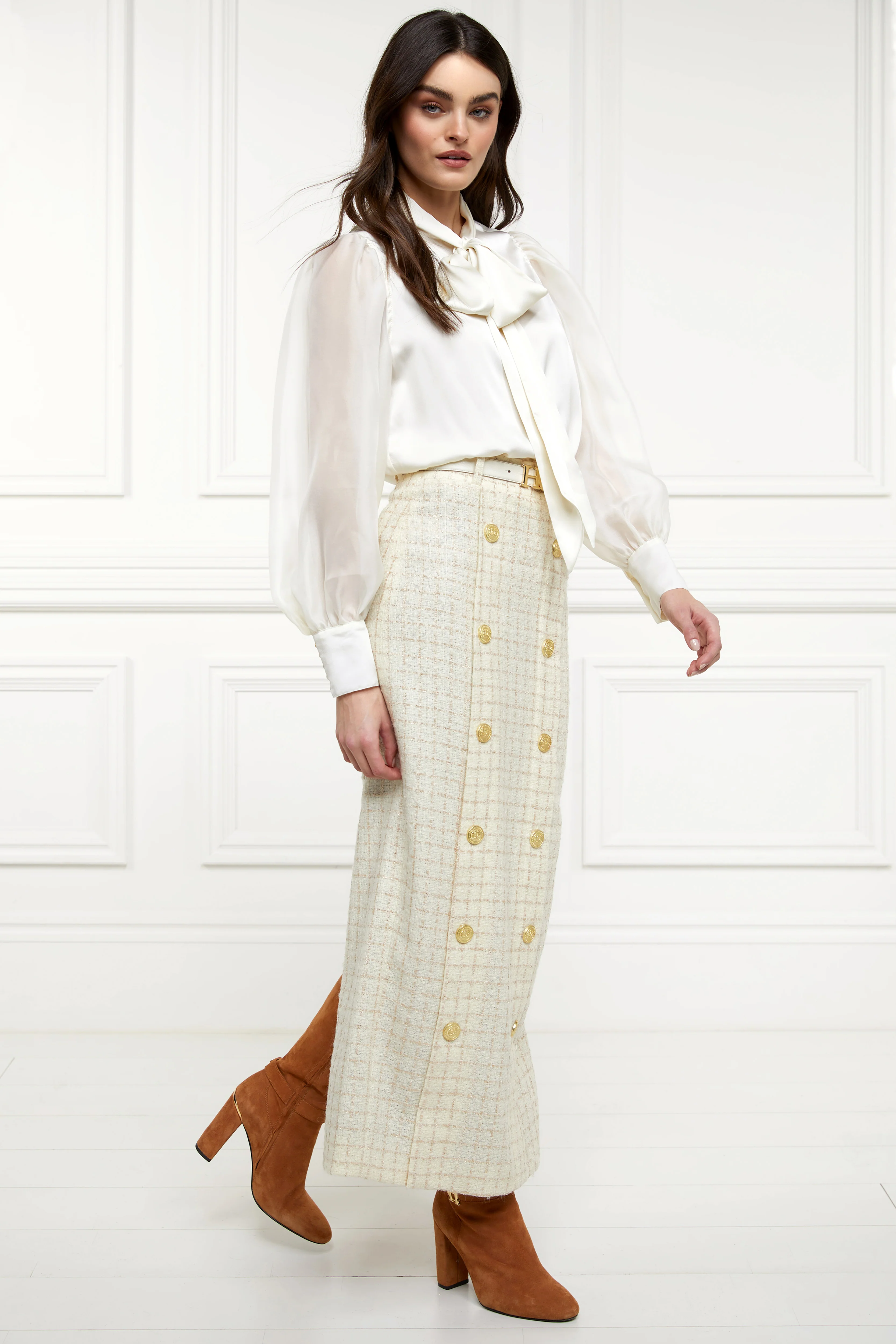 Knightsbridge Maxi Skirt (Ivory Sparkle Tweed) - Image 8