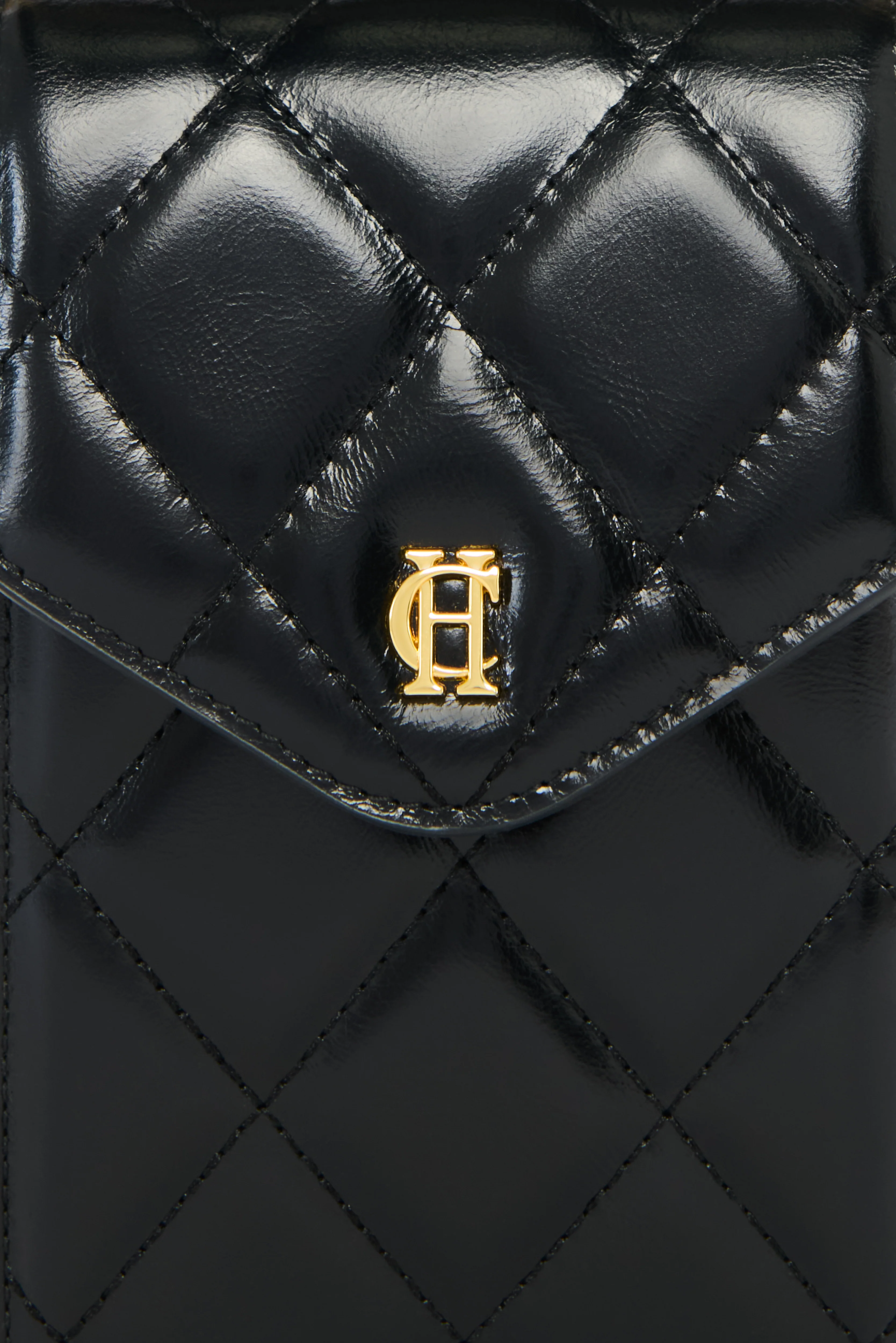 Knightsbridge Quilted Phone Pouch (Black Leather) - Image 4