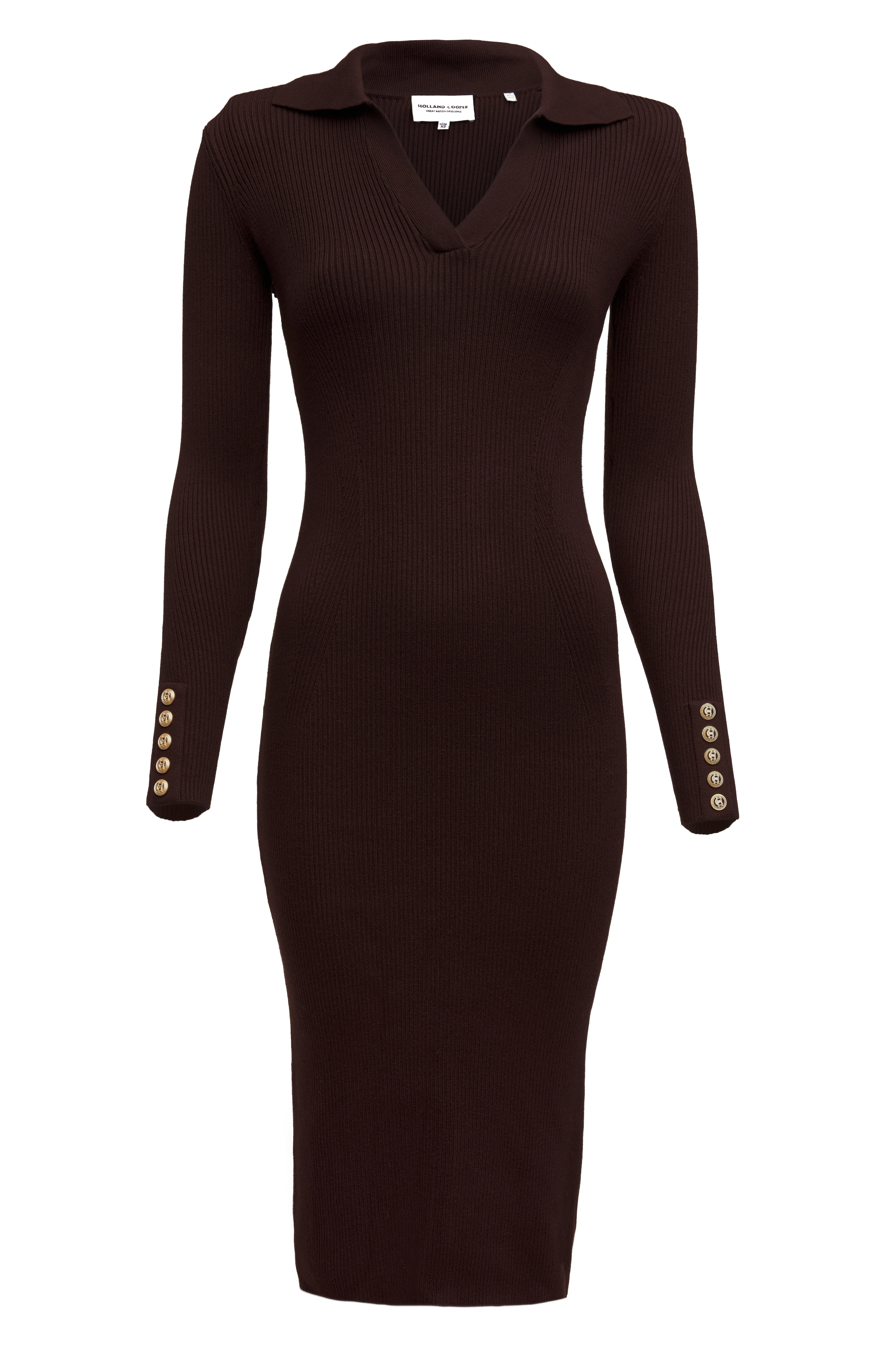 Knitted Shirt Dress (Chocolate) - Image 4