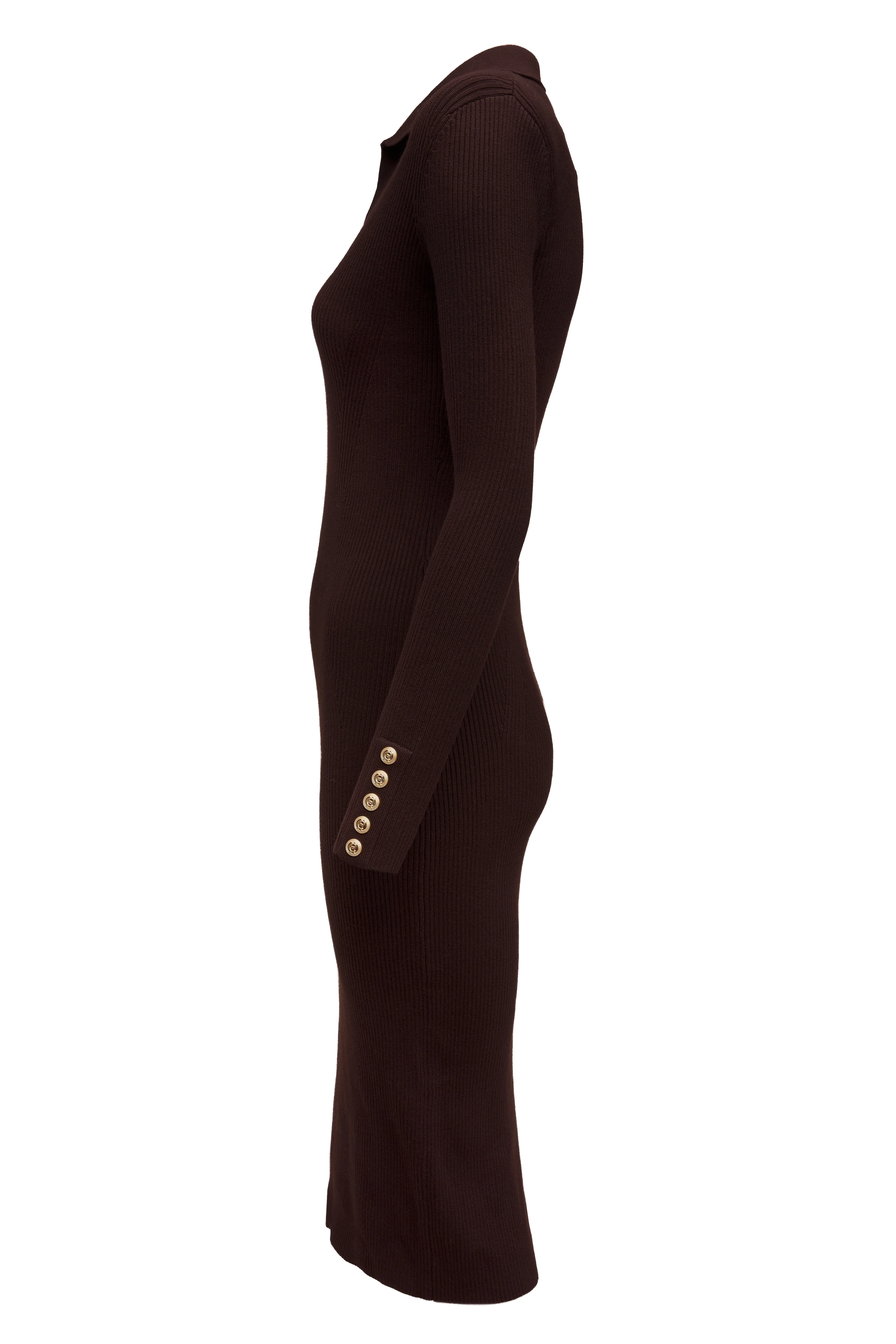 Knitted Shirt Dress (Chocolate) - Image 7