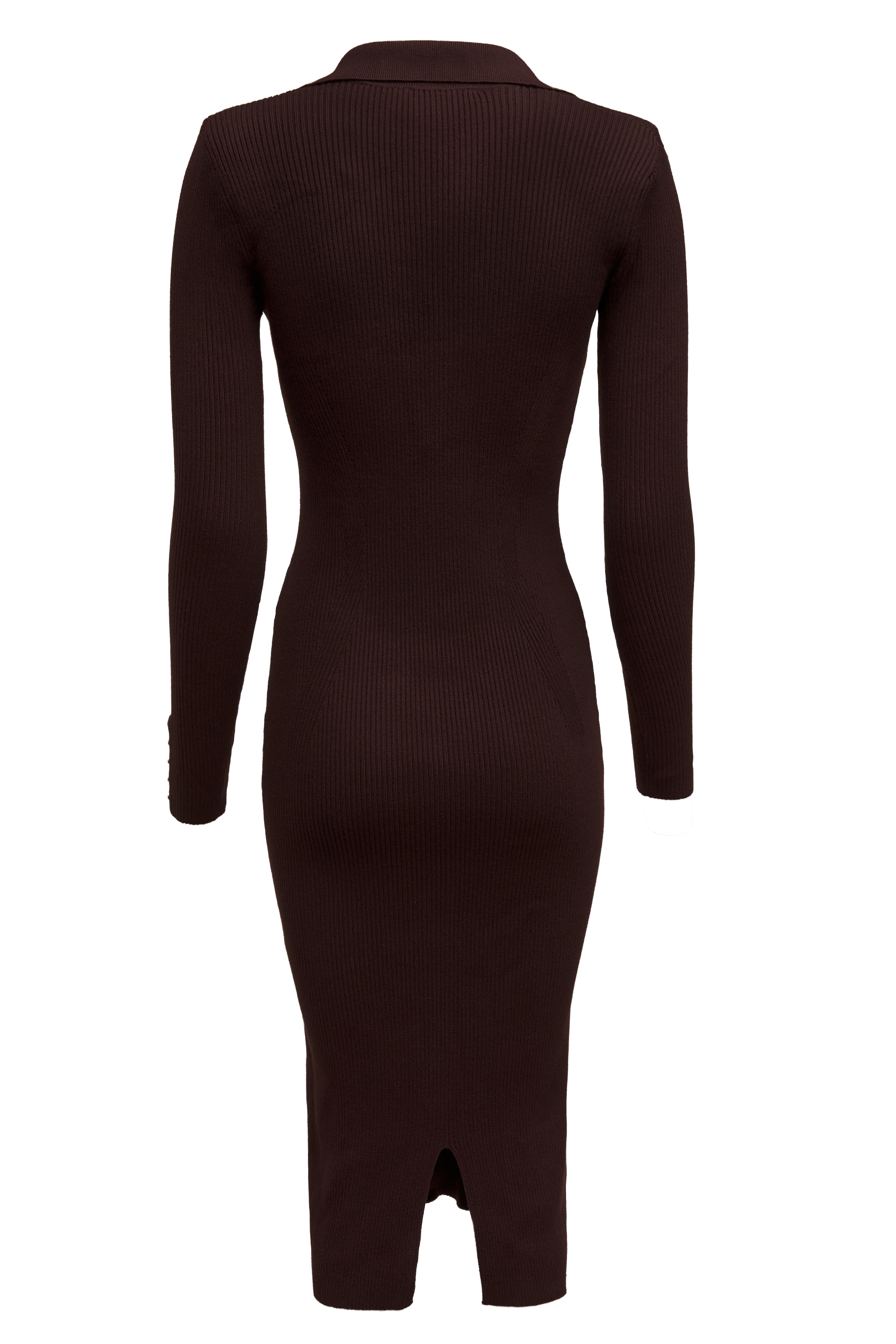 Knitted Shirt Dress (Chocolate) - Image 9